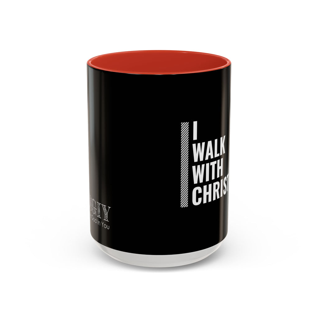 I Walk With Christ Accent Coffee Mug — Inspirational Christian Tea Cup (11/15oz)