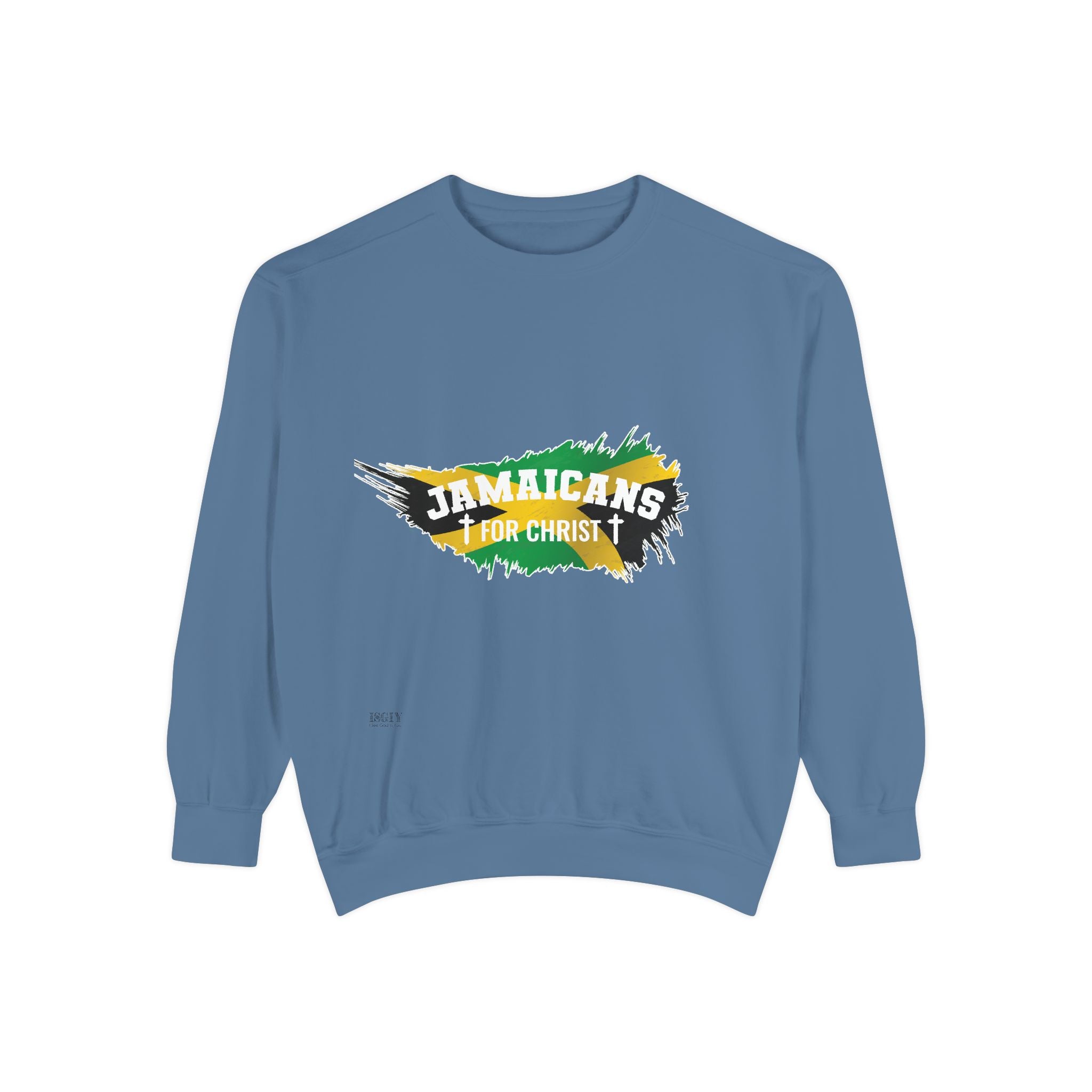 Sweatshirt — "Jamaicans 4 Christ" Graphic Crewneck (Patriotic Jamaican Colors)
