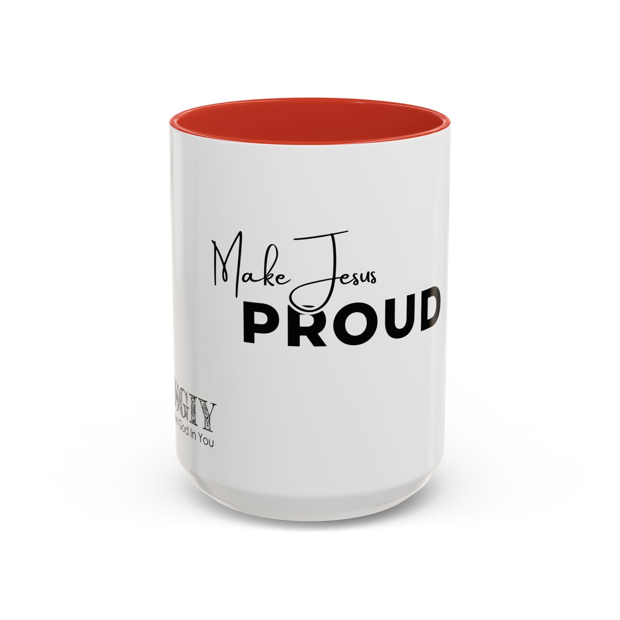 Make Jesus Proud Accent Coffee Mug — Inspirational Christian Coffee Cup