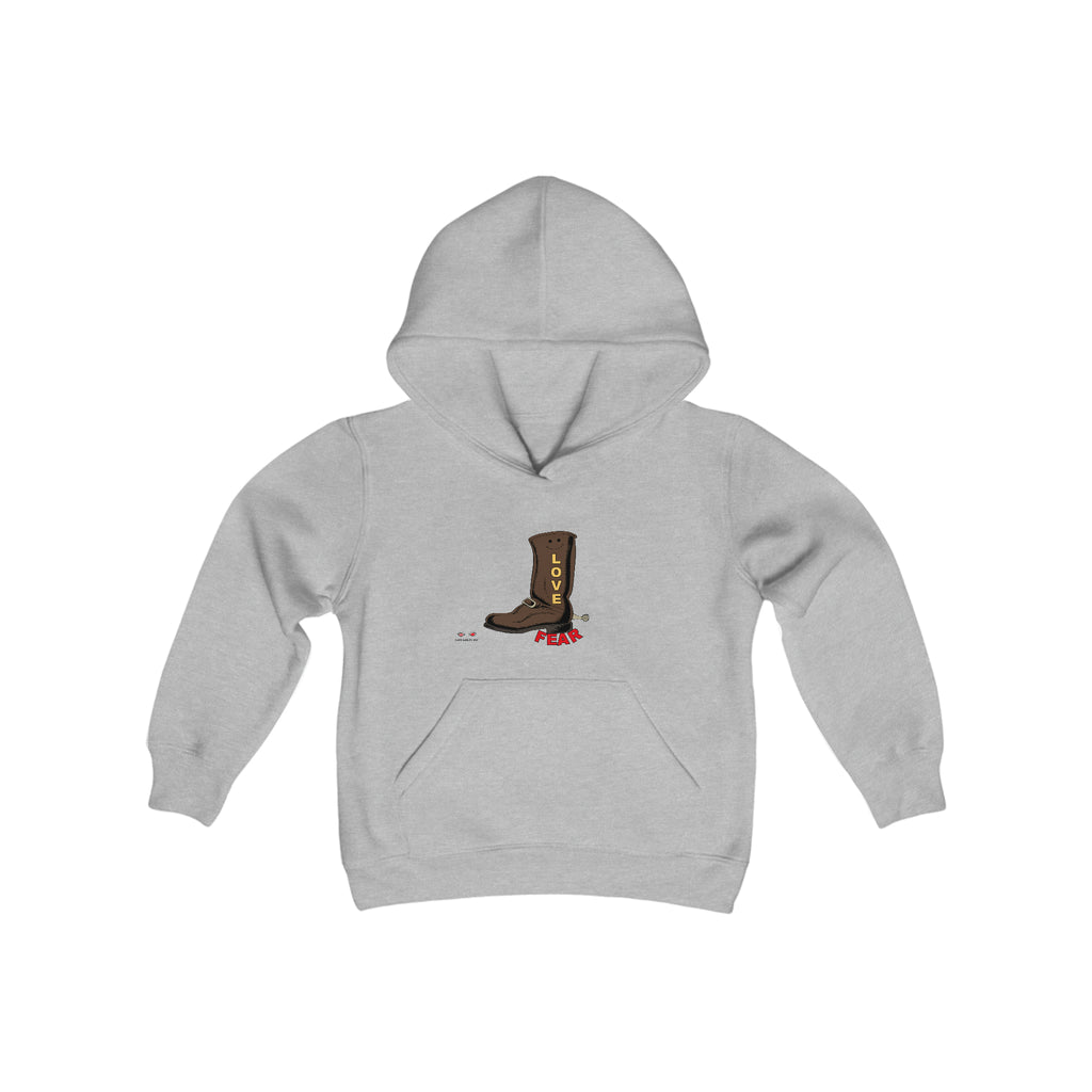 Youth Heavy Blend Hooded Sweatshirt Love Over Fear