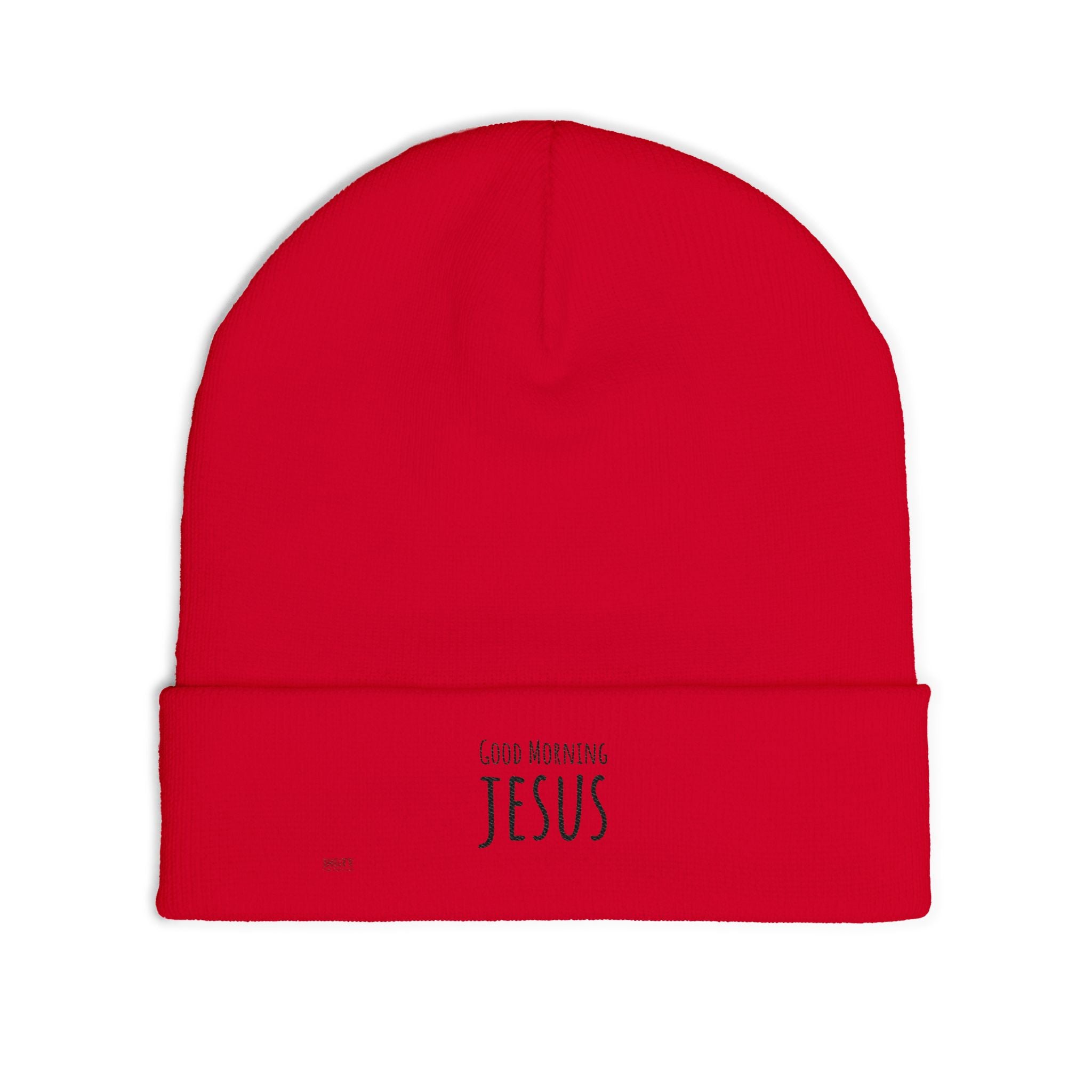 Embroidered "Good Morning Jesus" Knit Beanie