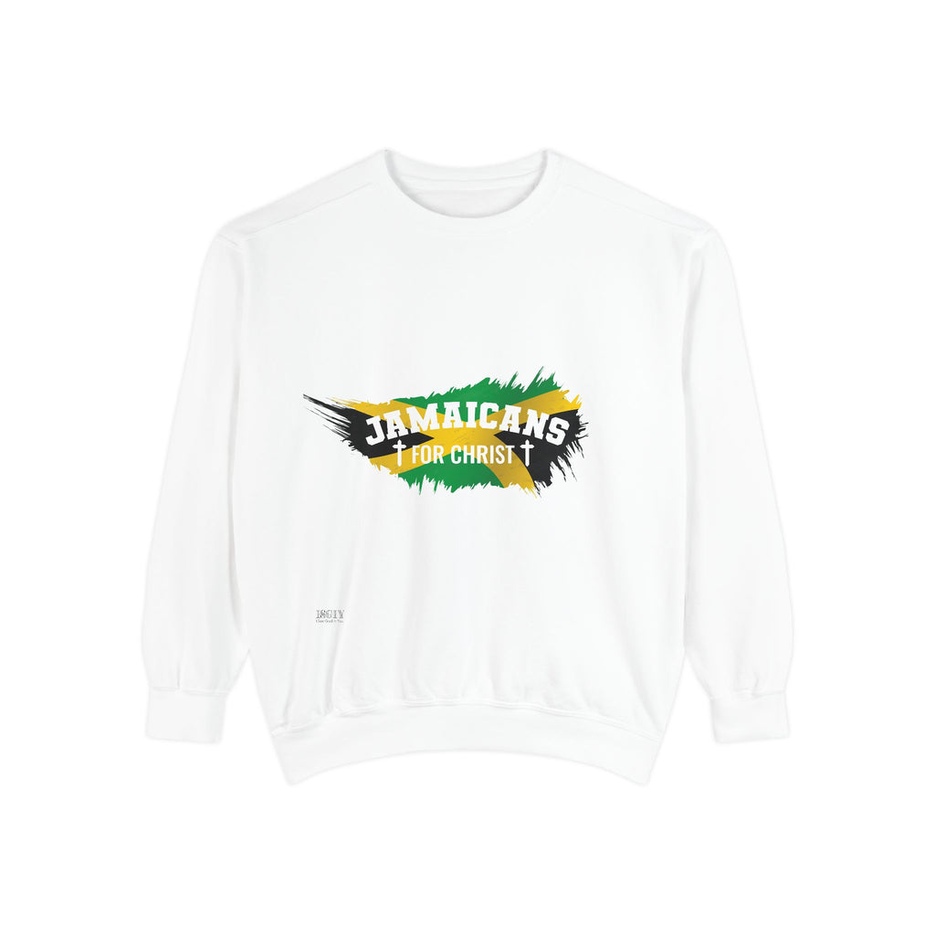 Sweatshirt — "Jamaicans 4 Christ" Graphic Crewneck (Patriotic Jamaican Colors)