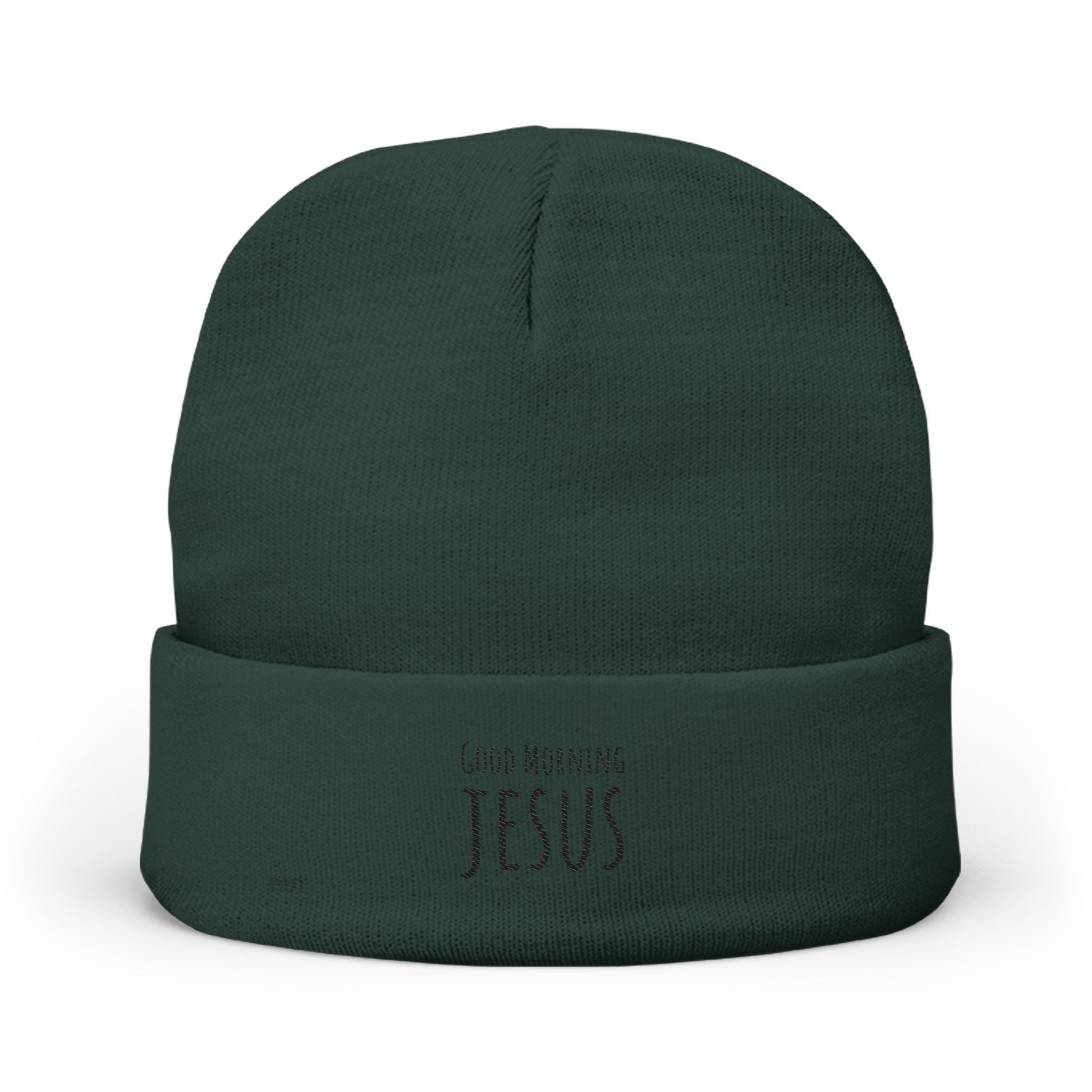Embroidered "Good Morning Jesus" Knit Beanie