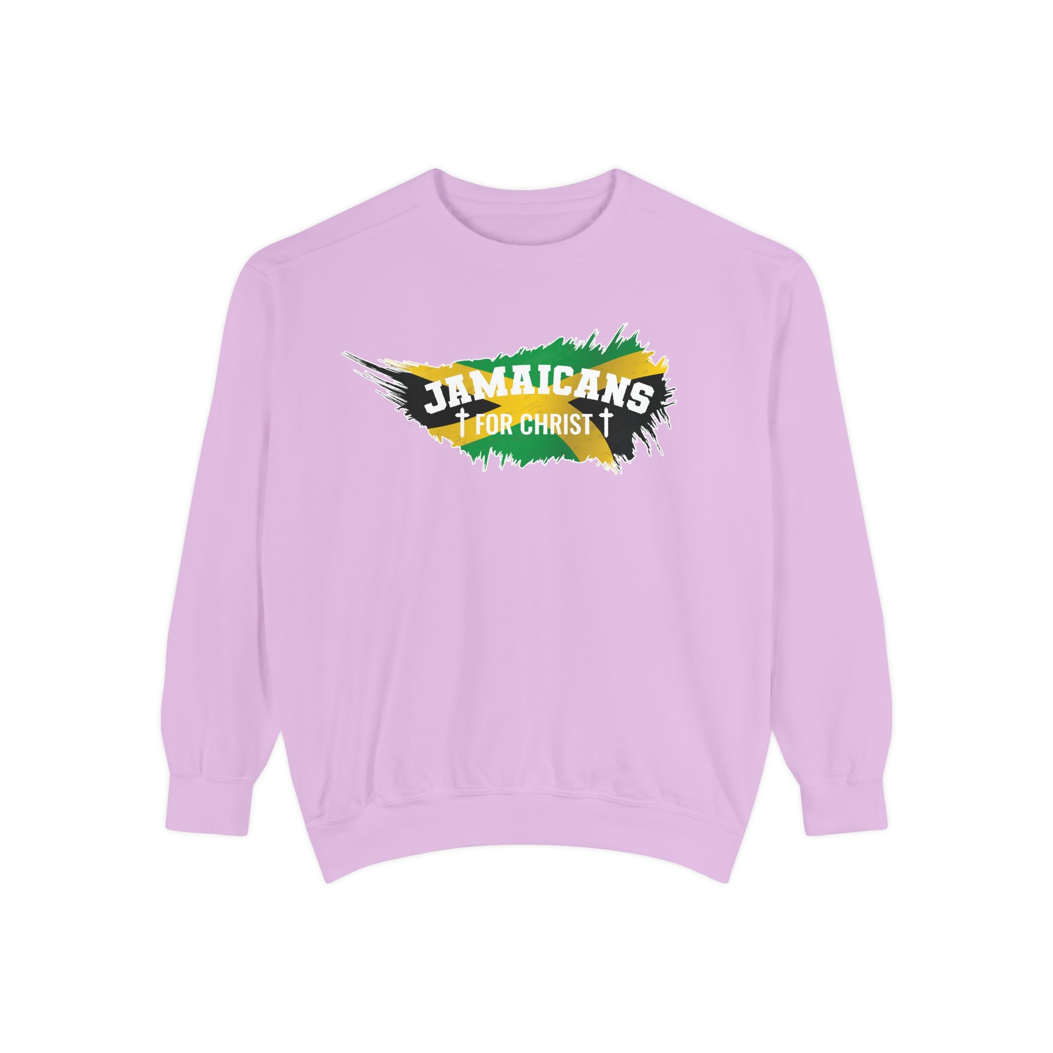 Sweatshirt — "Jamaicans 4 Christ" Graphic Crewneck (Patriotic Jamaican Colors)