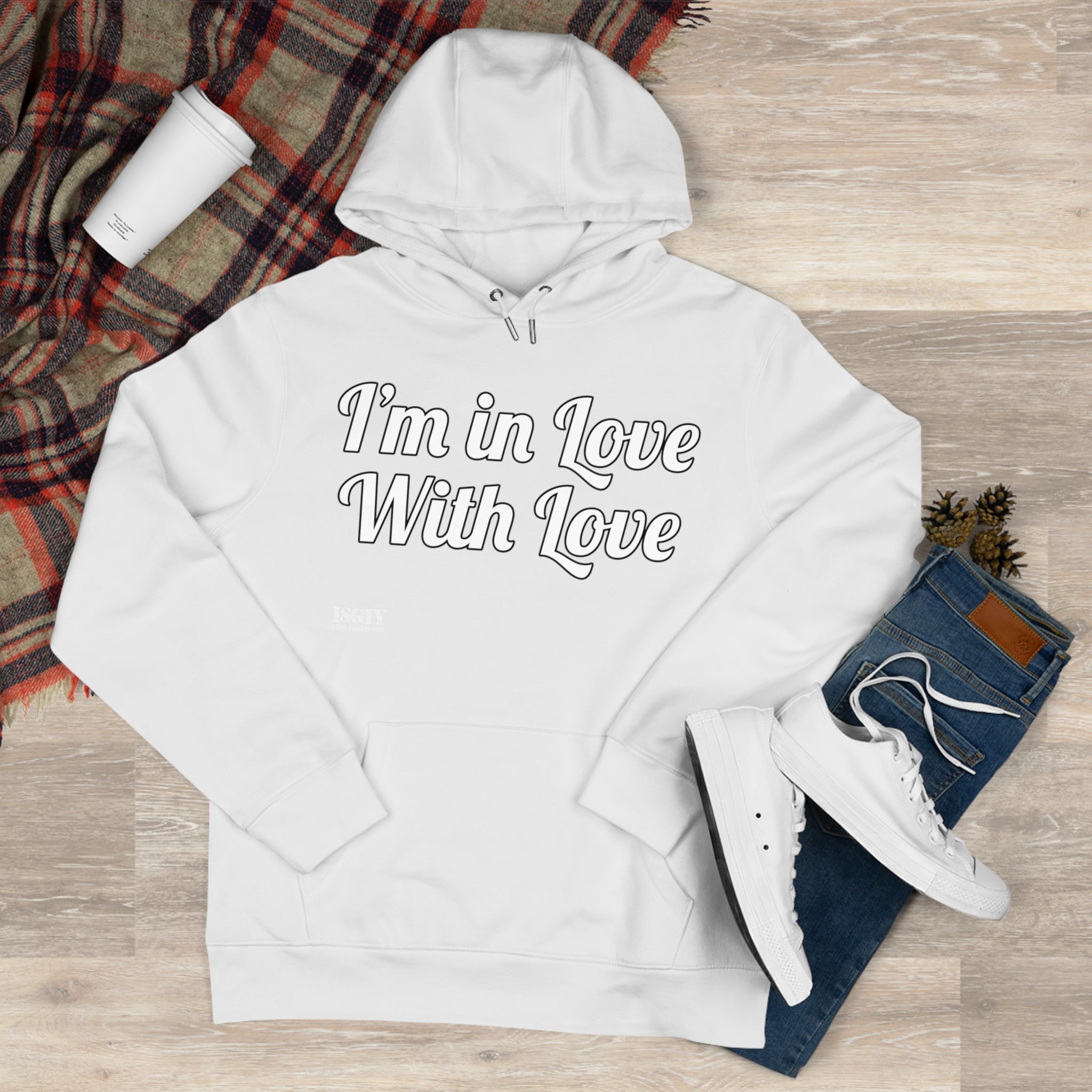 King Hooded Sweatshirt.....I'm in Love With Love....Whi
