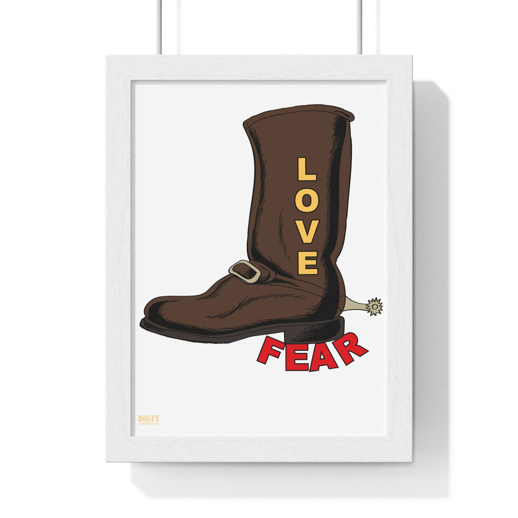 Vertical Framed Poster - Love over Fear Booths Design