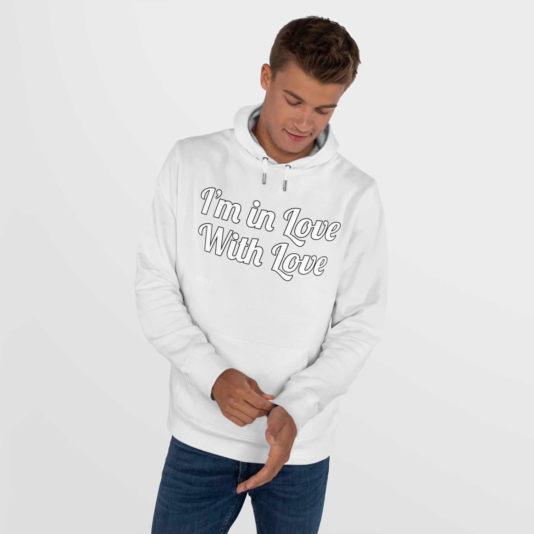 King Hooded Sweatshirt.....I'm in Love With Love....Whi