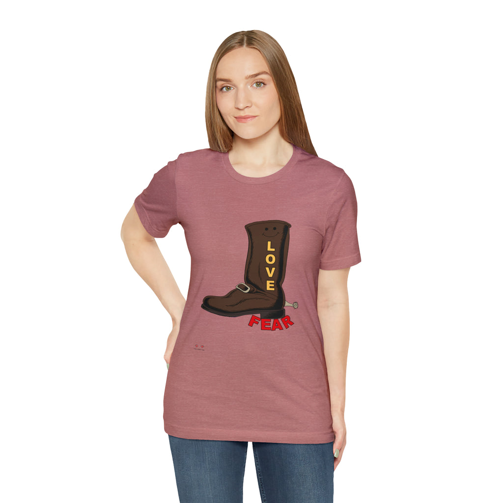 Unisex Jersey Short Sleeve Tee. Love Over Fear