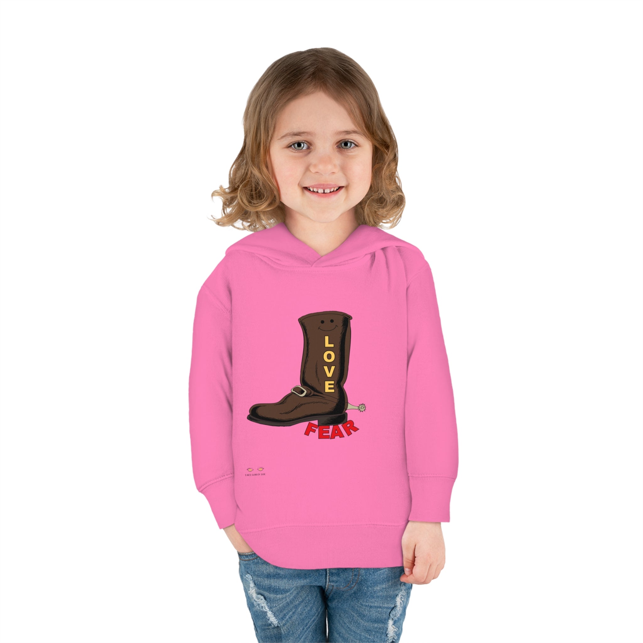 Toddler Pullover Fleece Hoodie Love Over Fear