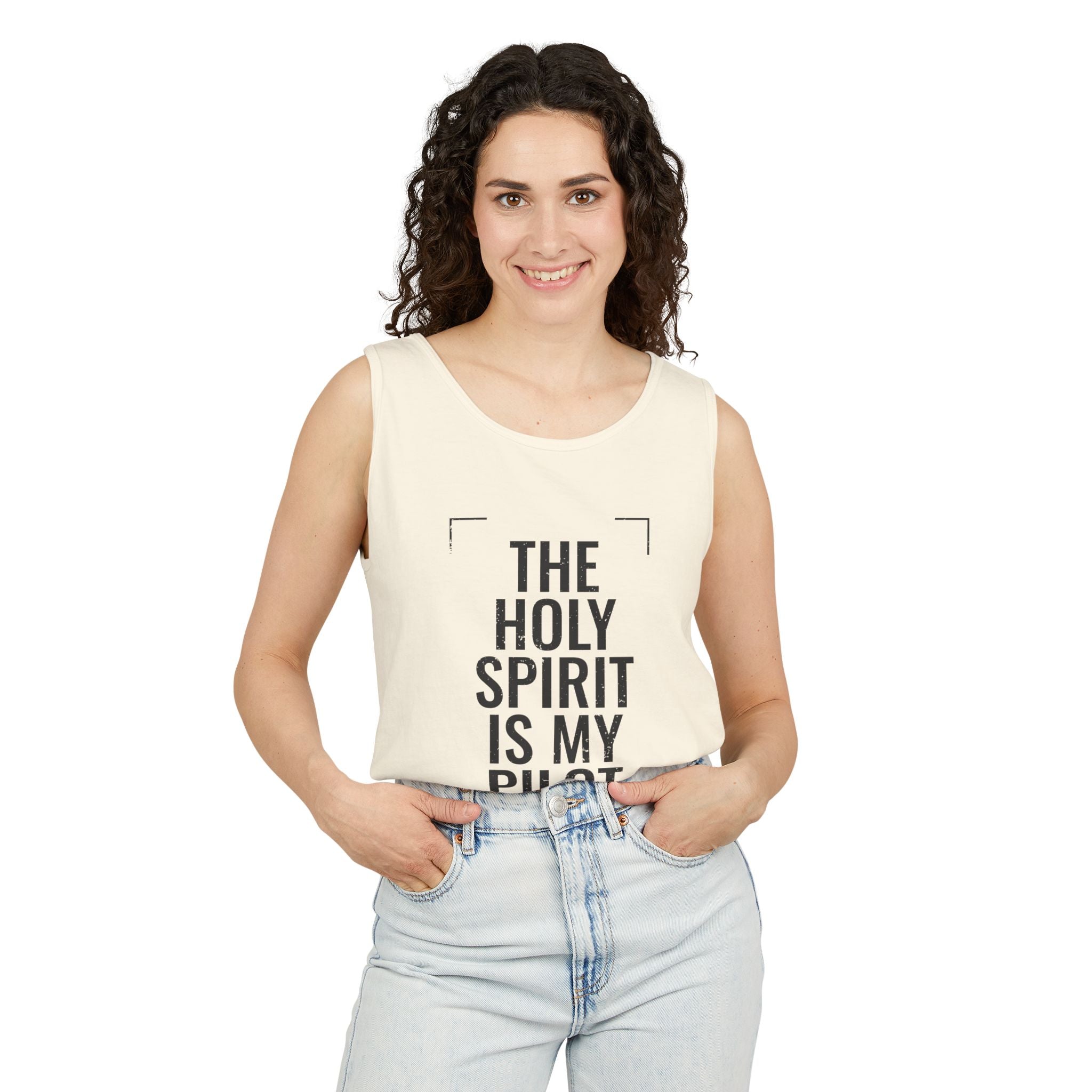 Holy Spirit Is My Pilot Tank Top — Christian Faith Graphic Tank