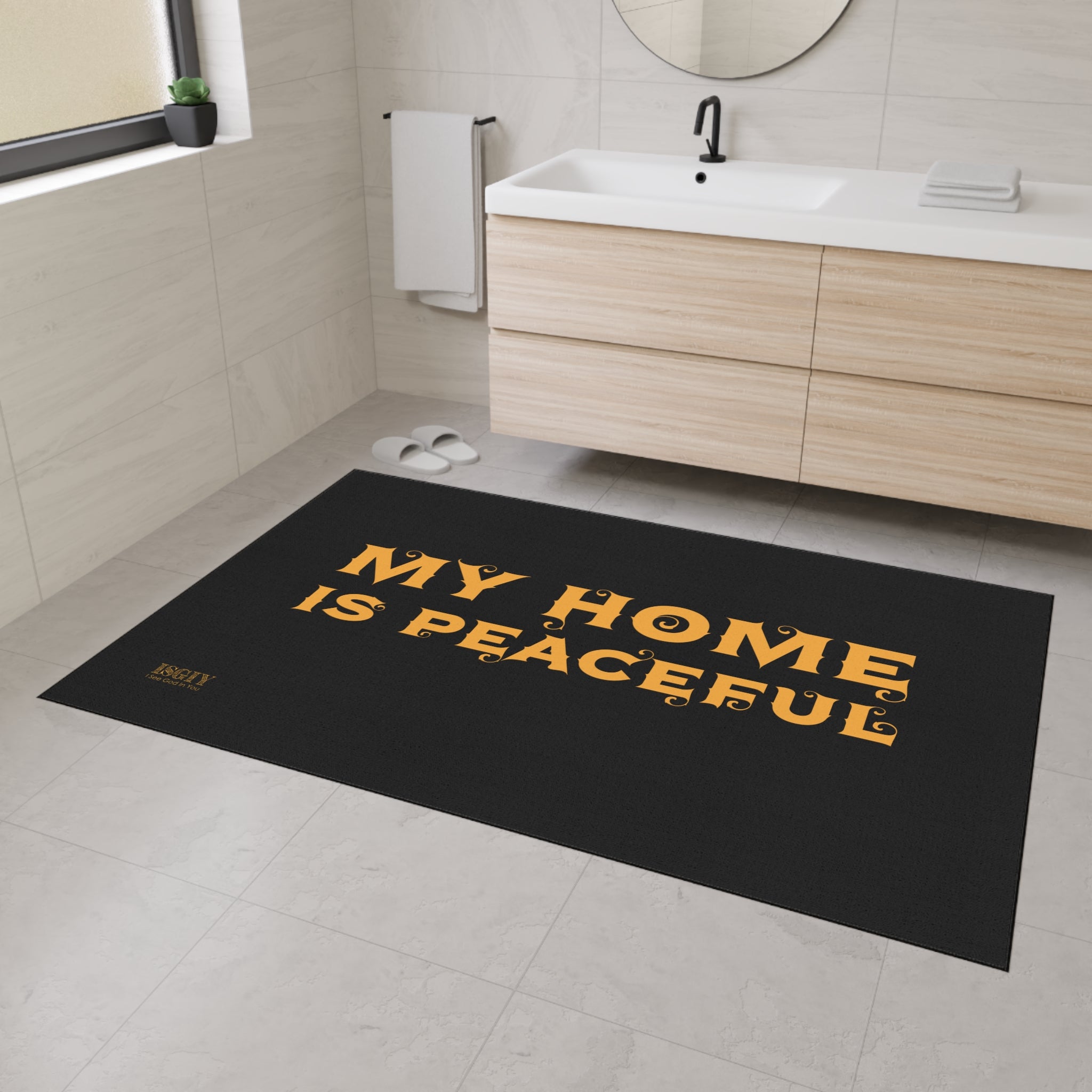 Floor Mat - Heavy Duty My Home Is Peaceful Design