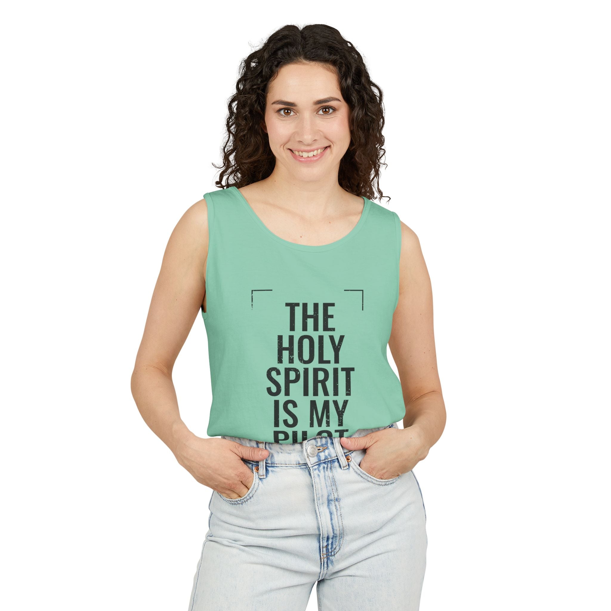 Holy Spirit Is My Pilot Tank Top — Christian Faith Graphic Tank