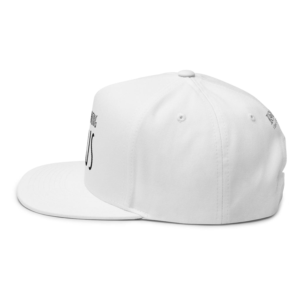 Embroidered Flat Bill Cap — "Good Morning Jesus" Christian Snapback