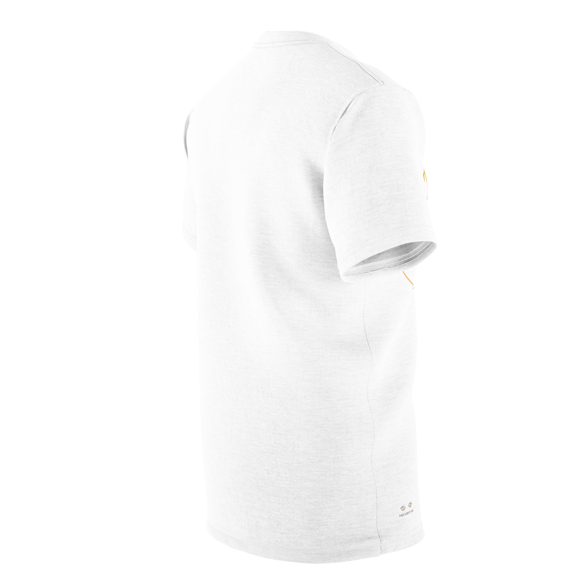 Unisex AOP Cut & Sew Tee...The Mind Never Ages Yellow Letters