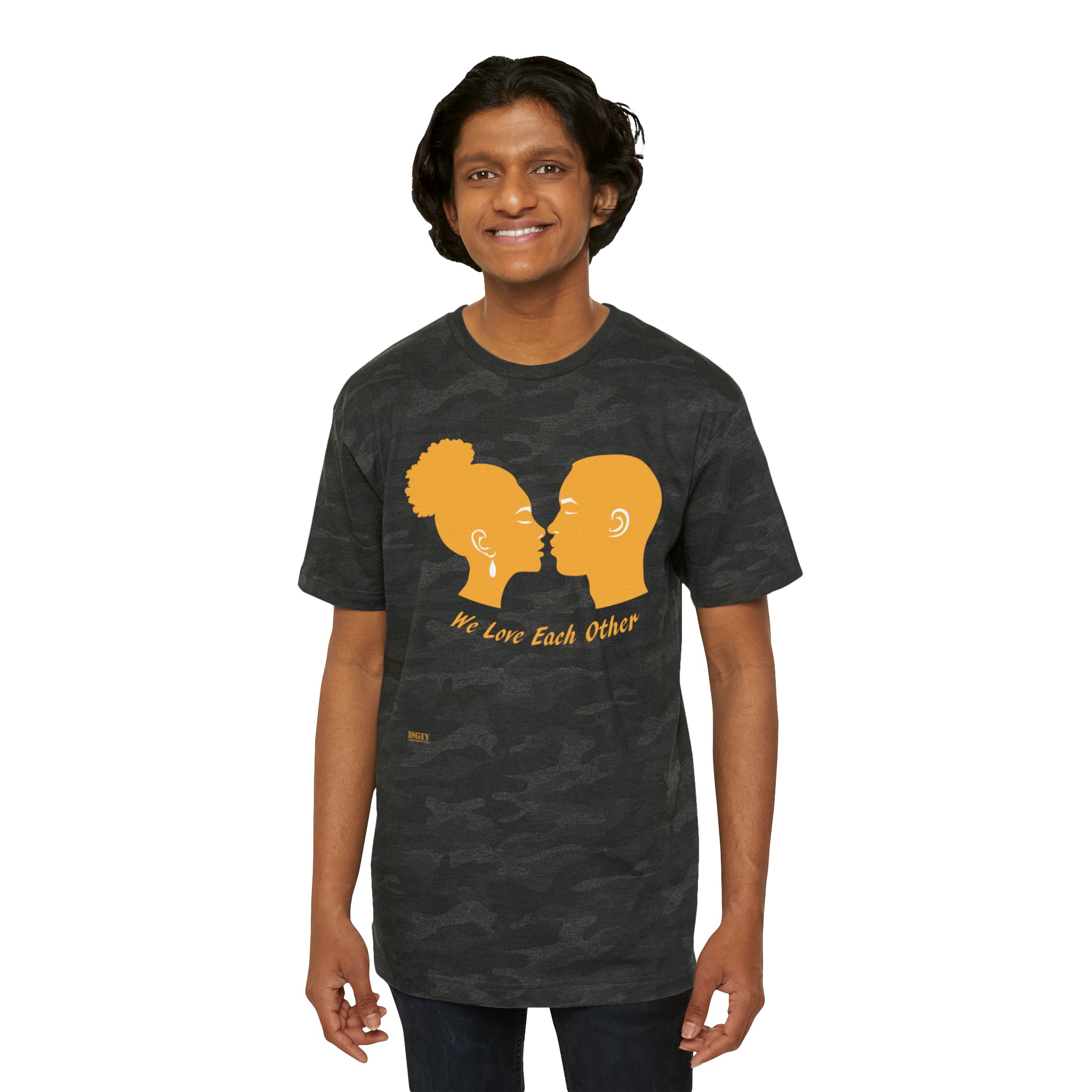 Men's Fine Jersey Tee. We Love Each Other...Yel