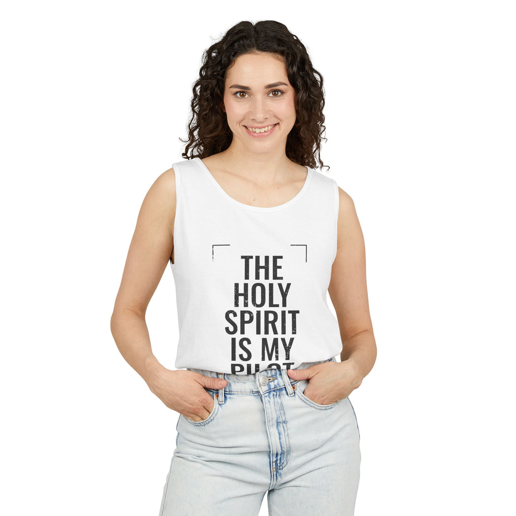 Holy Spirit Is My Pilot Tank Top — Christian Faith Graphic Tank