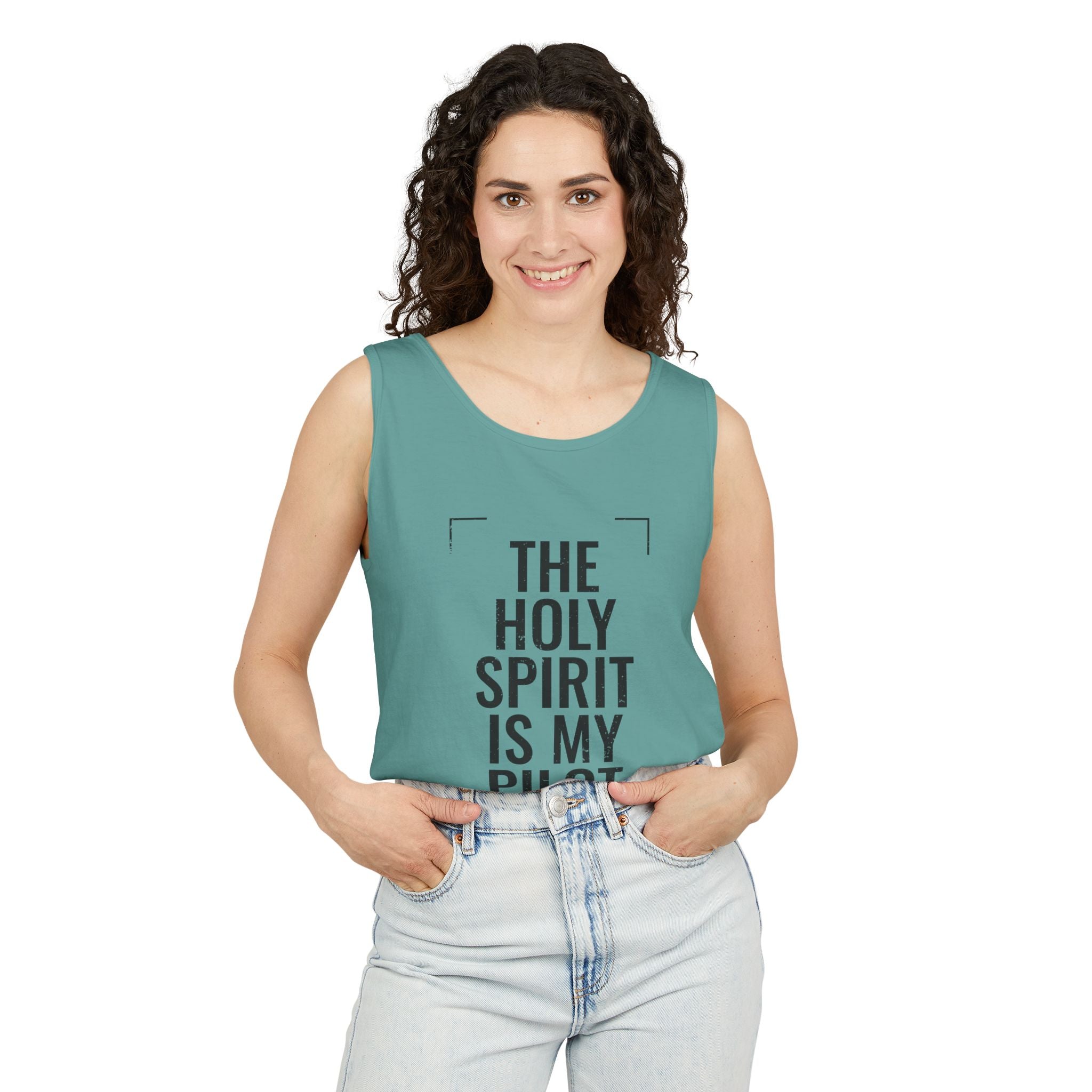 Holy Spirit Is My Pilot Tank Top — Christian Faith Graphic Tank