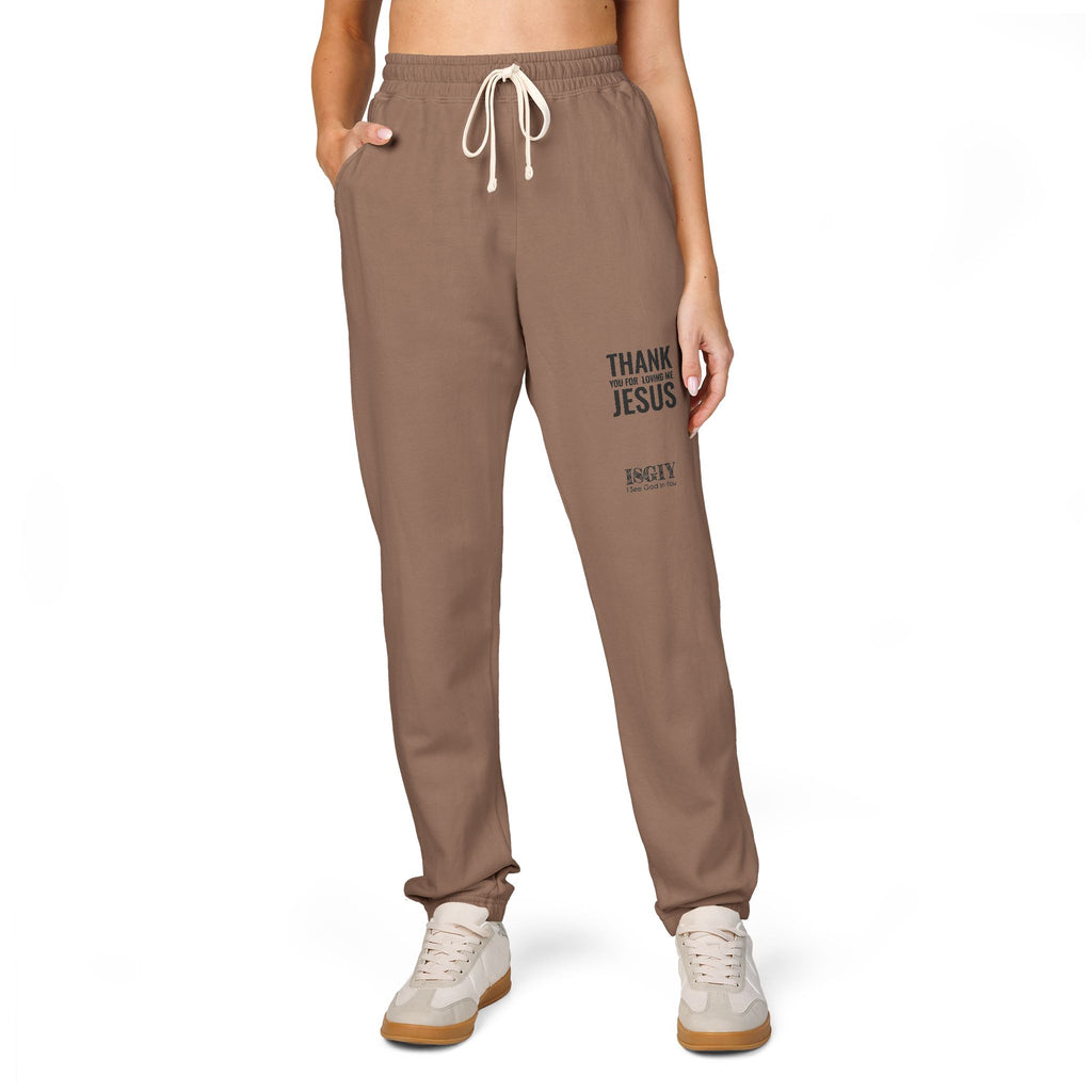 Thank You Jesus Sweatpants — Garment-Dyed Cozy Fleece Joggers