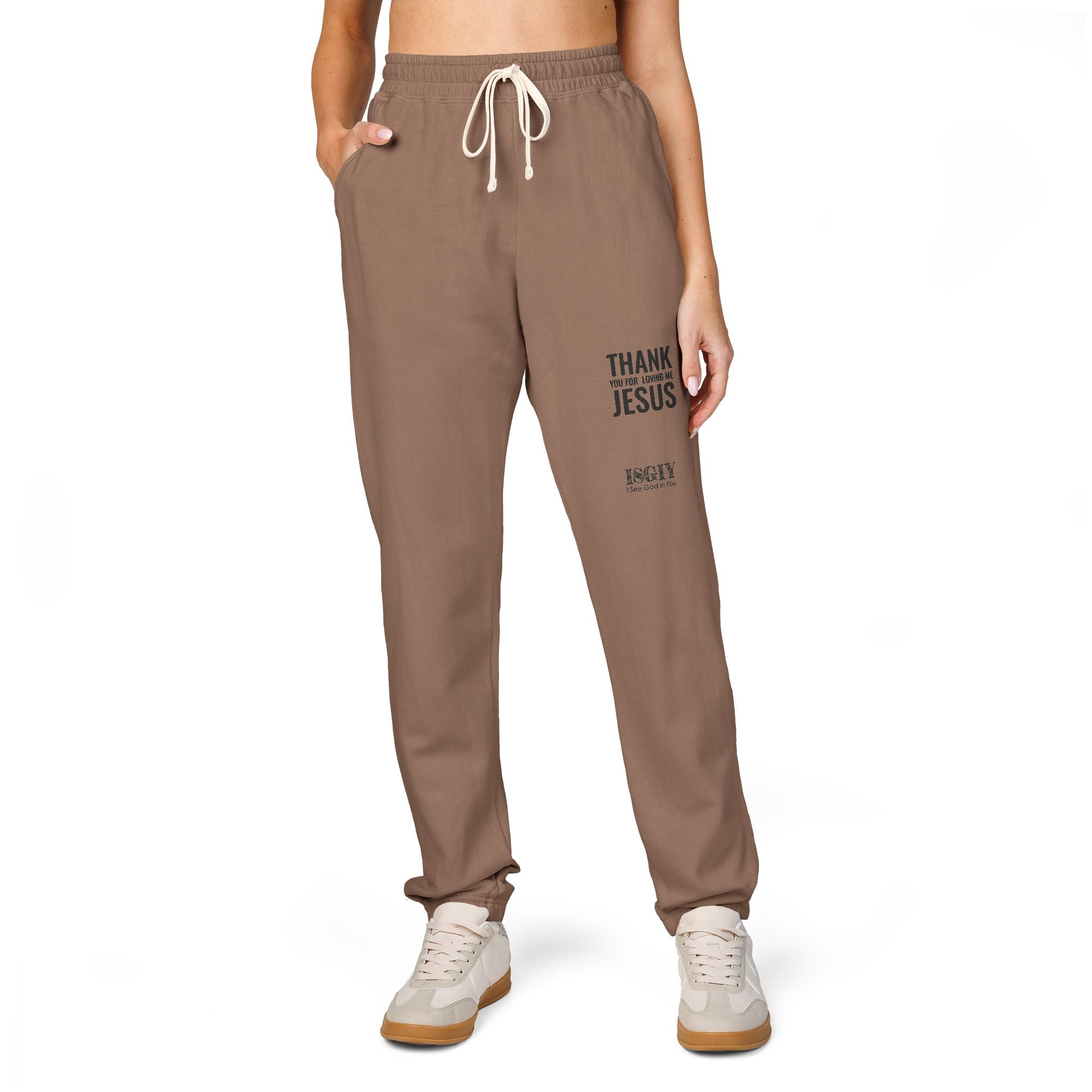 Thank You Jesus Sweatpants — Garment-Dyed Cozy Fleece Joggers