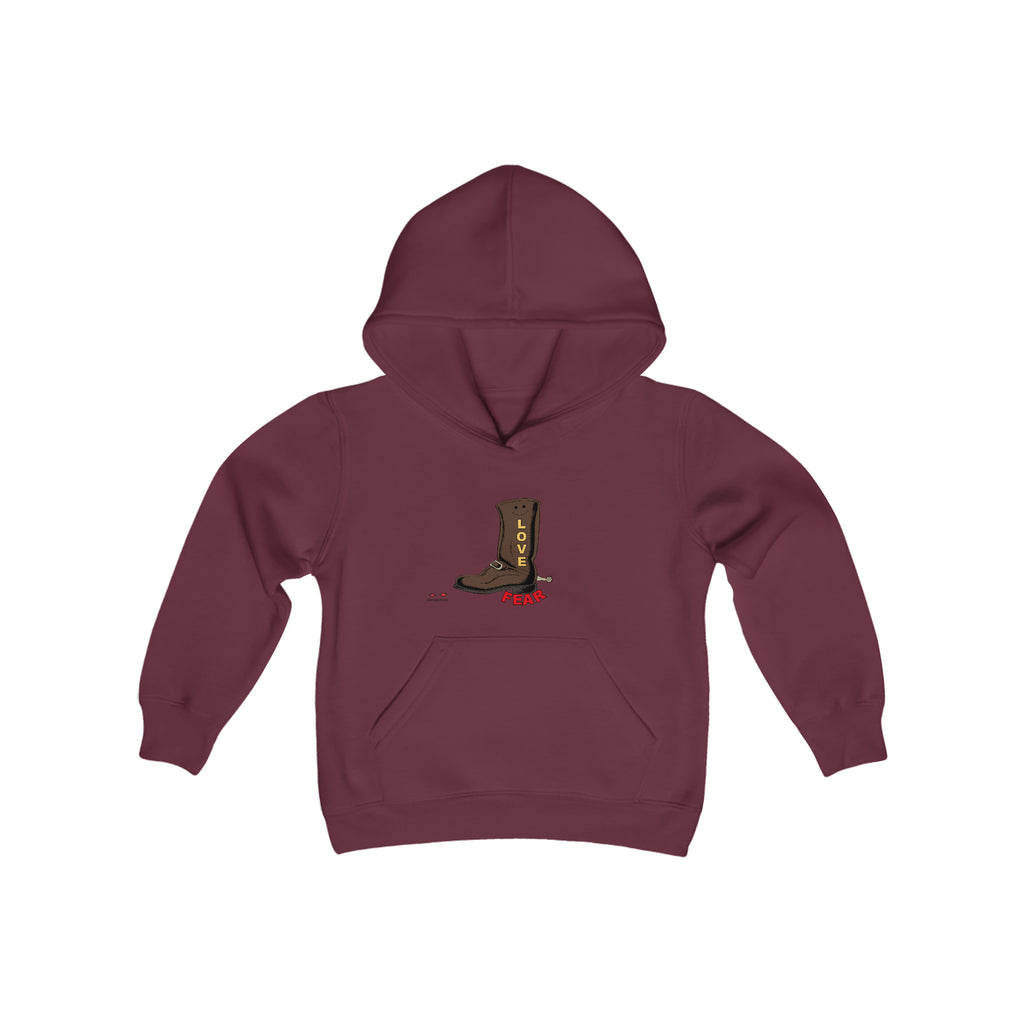 Youth Heavy Blend Hooded Sweatshirt Love Over Fear
