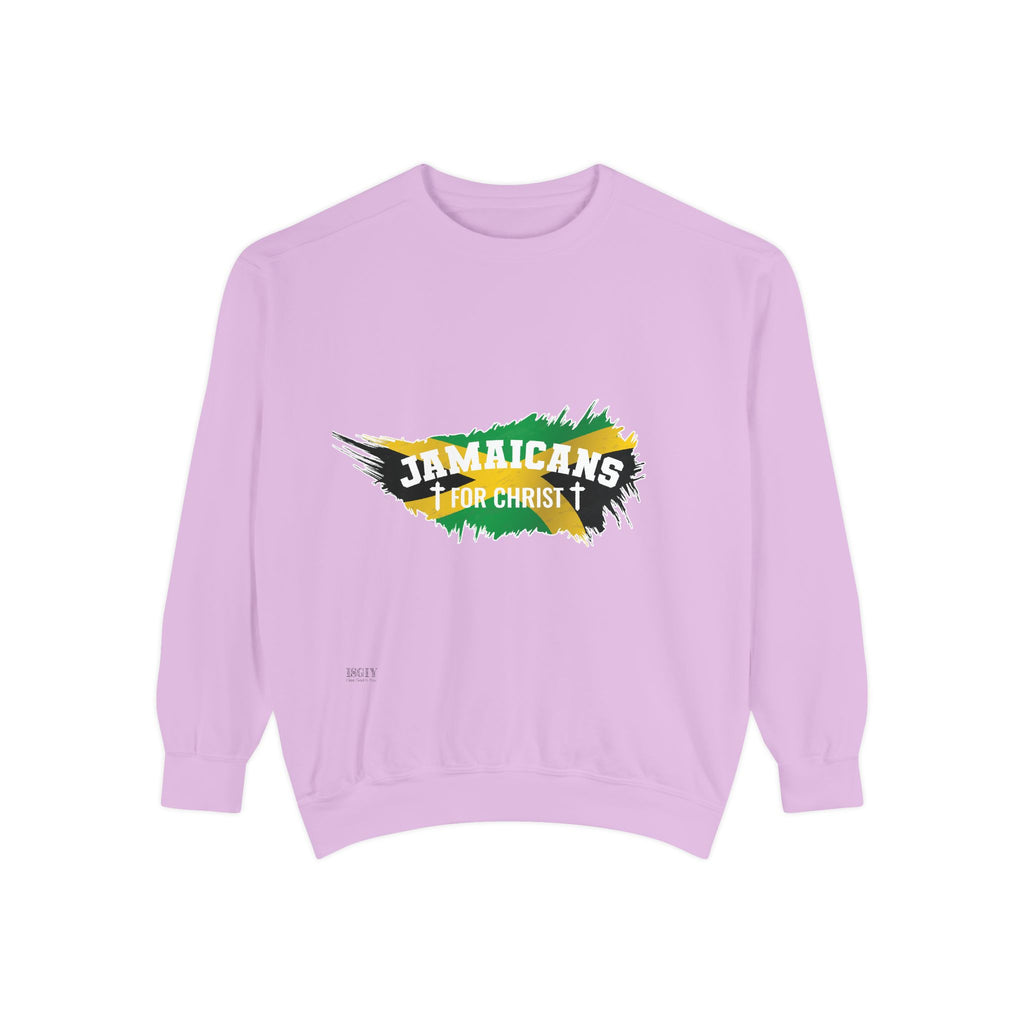 Sweatshirt — "Jamaicans 4 Christ" Graphic Crewneck (Patriotic Jamaican Colors)