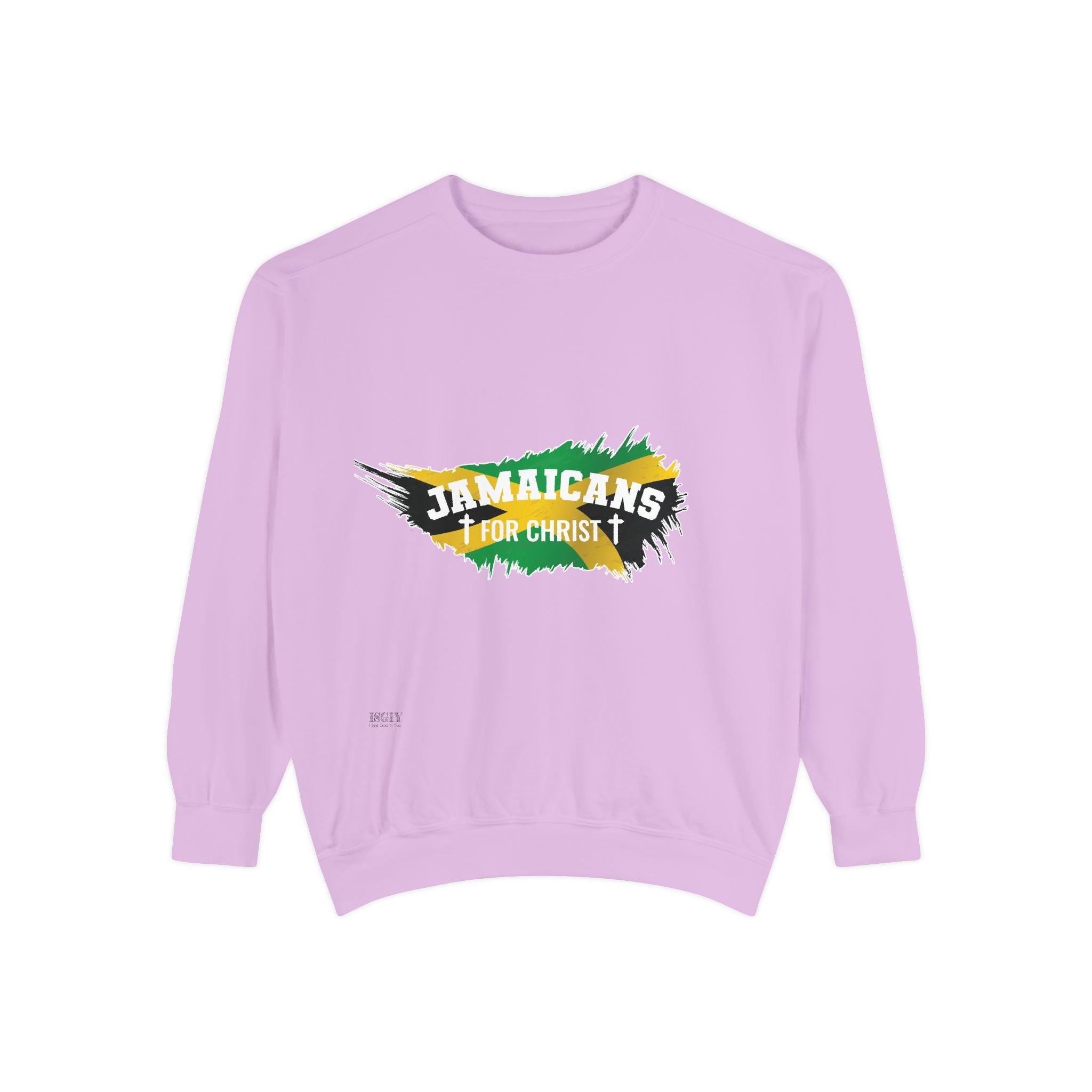 Sweatshirt — "Jamaicans 4 Christ" Graphic Crewneck (Patriotic Jamaican Colors)