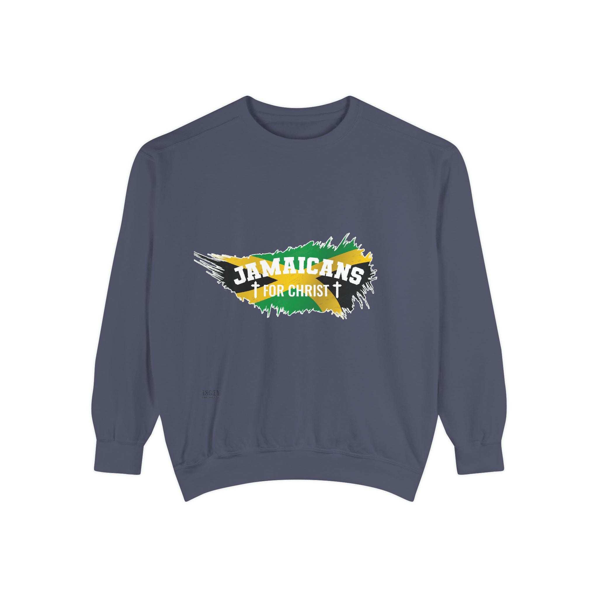 Sweatshirt — "Jamaicans 4 Christ" Graphic Crewneck (Patriotic Jamaican Colors)