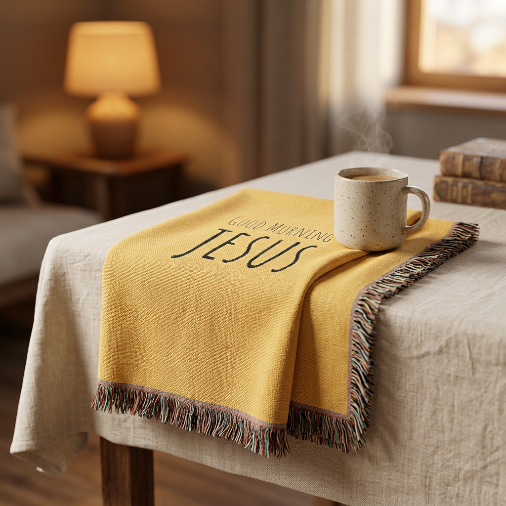 Woven Blanket — 'Good Morning Jesus' Inspirational Throw