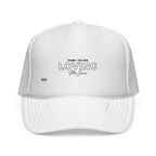 Trucker Cap — "Thank You for Loving Me First" Embroidered Red Mesh Dad Hat