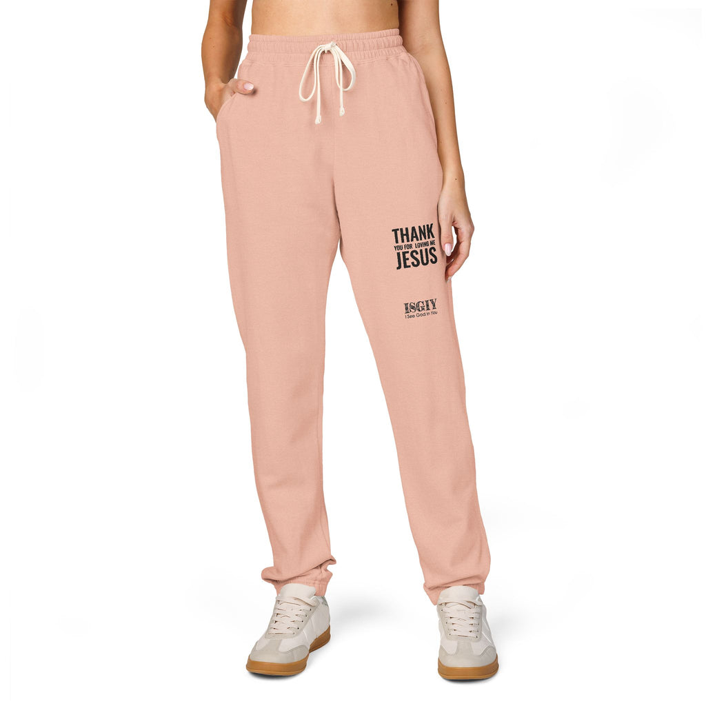 Thank You Jesus Sweatpants — Garment-Dyed Cozy Fleece Joggers