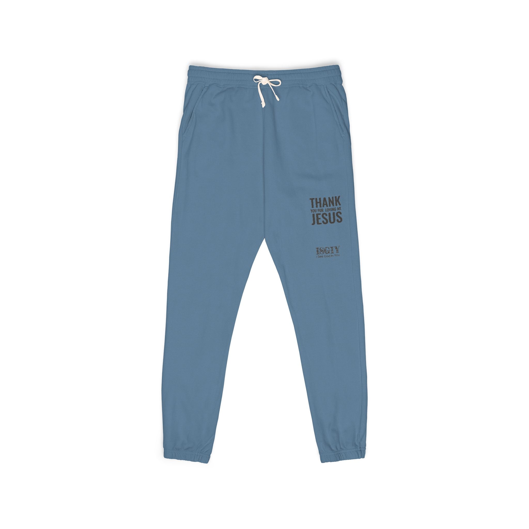 Thank You Jesus Sweatpants — Garment-Dyed Cozy Fleece Joggers