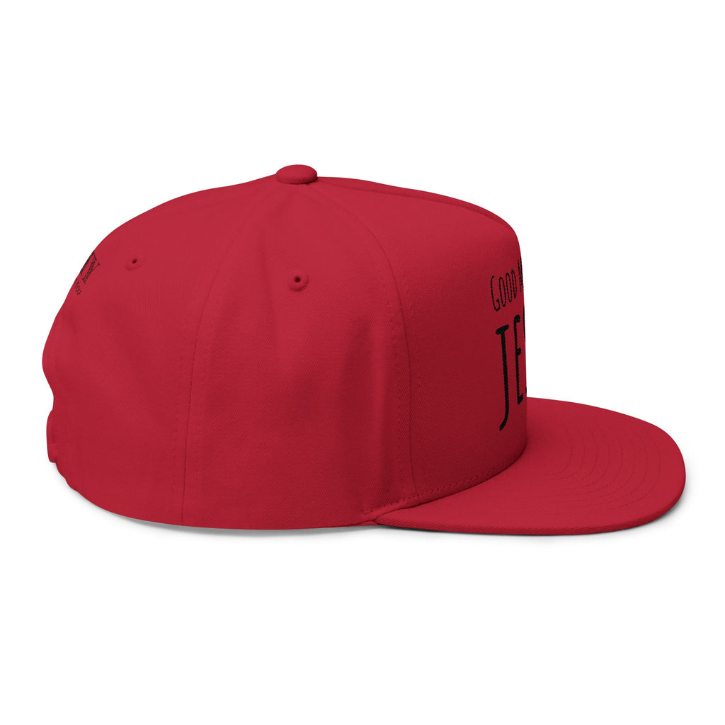 Embroidered Flat Bill Cap — "Good Morning Jesus" Christian Snapback