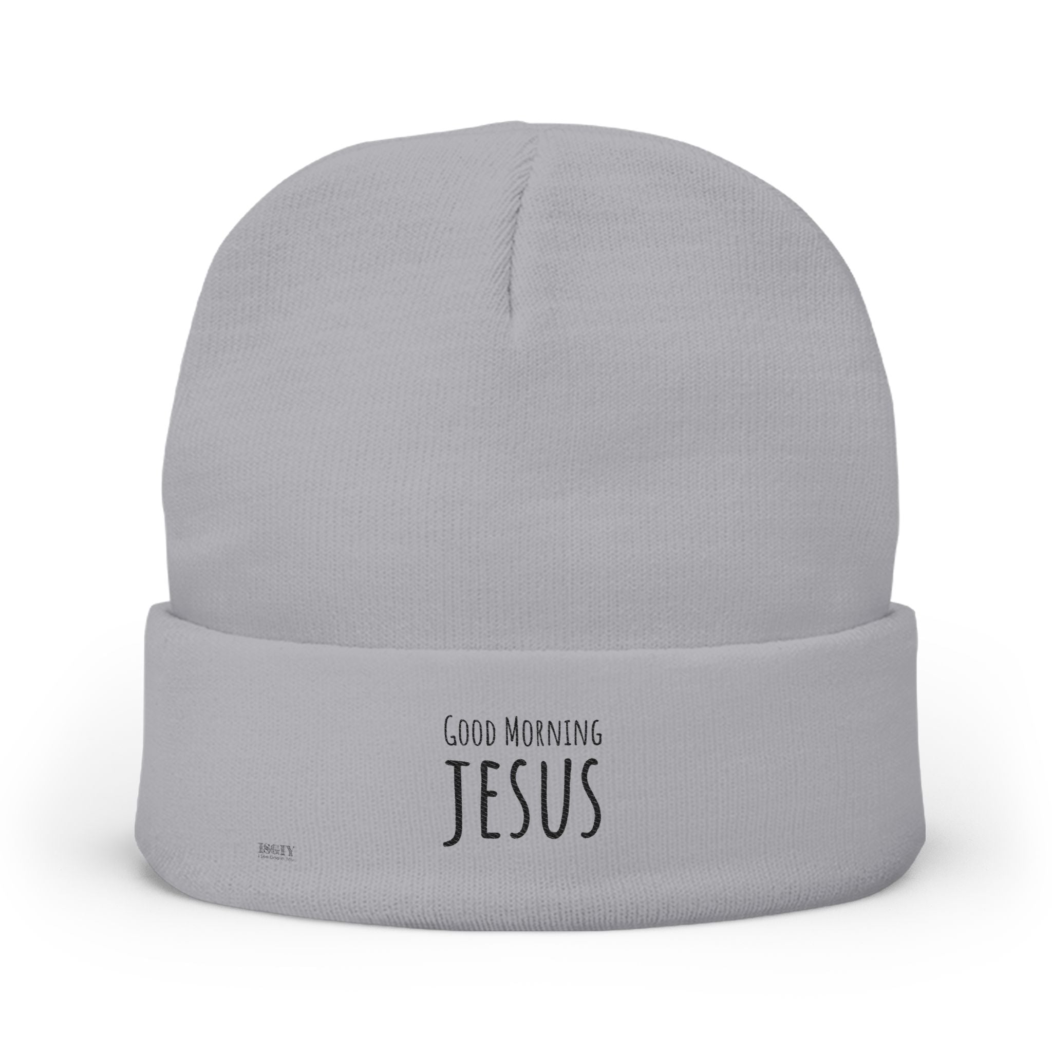 Embroidered "Good Morning Jesus" Knit Beanie