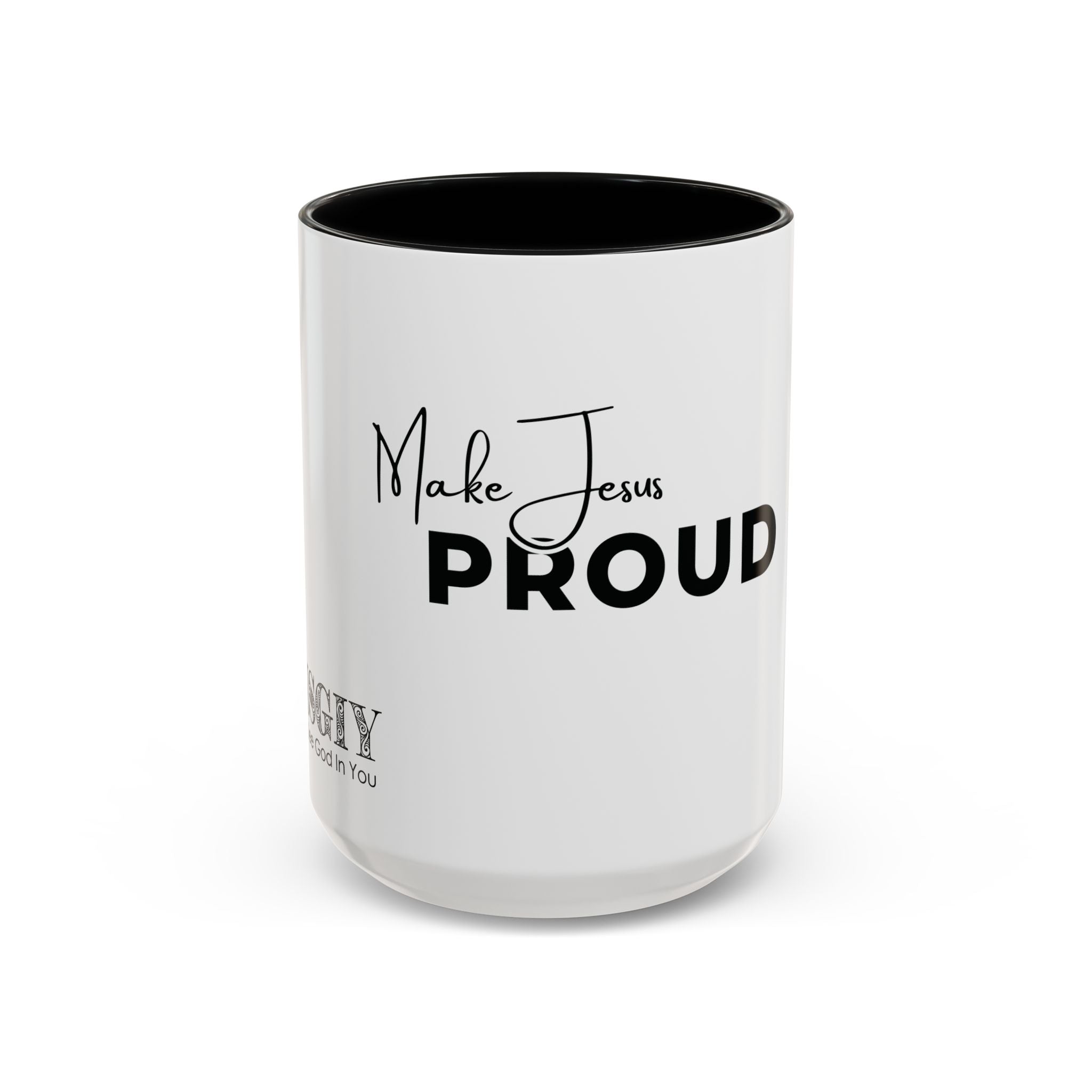 Make Jesus Proud Accent Coffee Mug — Inspirational Christian Coffee Cup