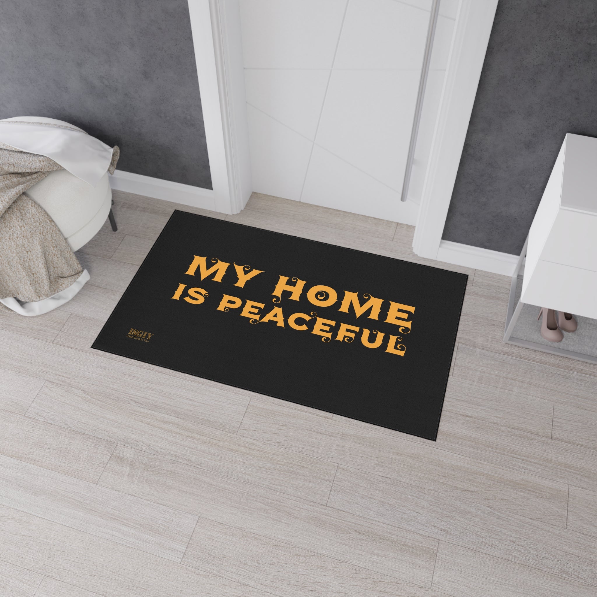 Floor Mat - Heavy Duty My Home Is Peaceful Design