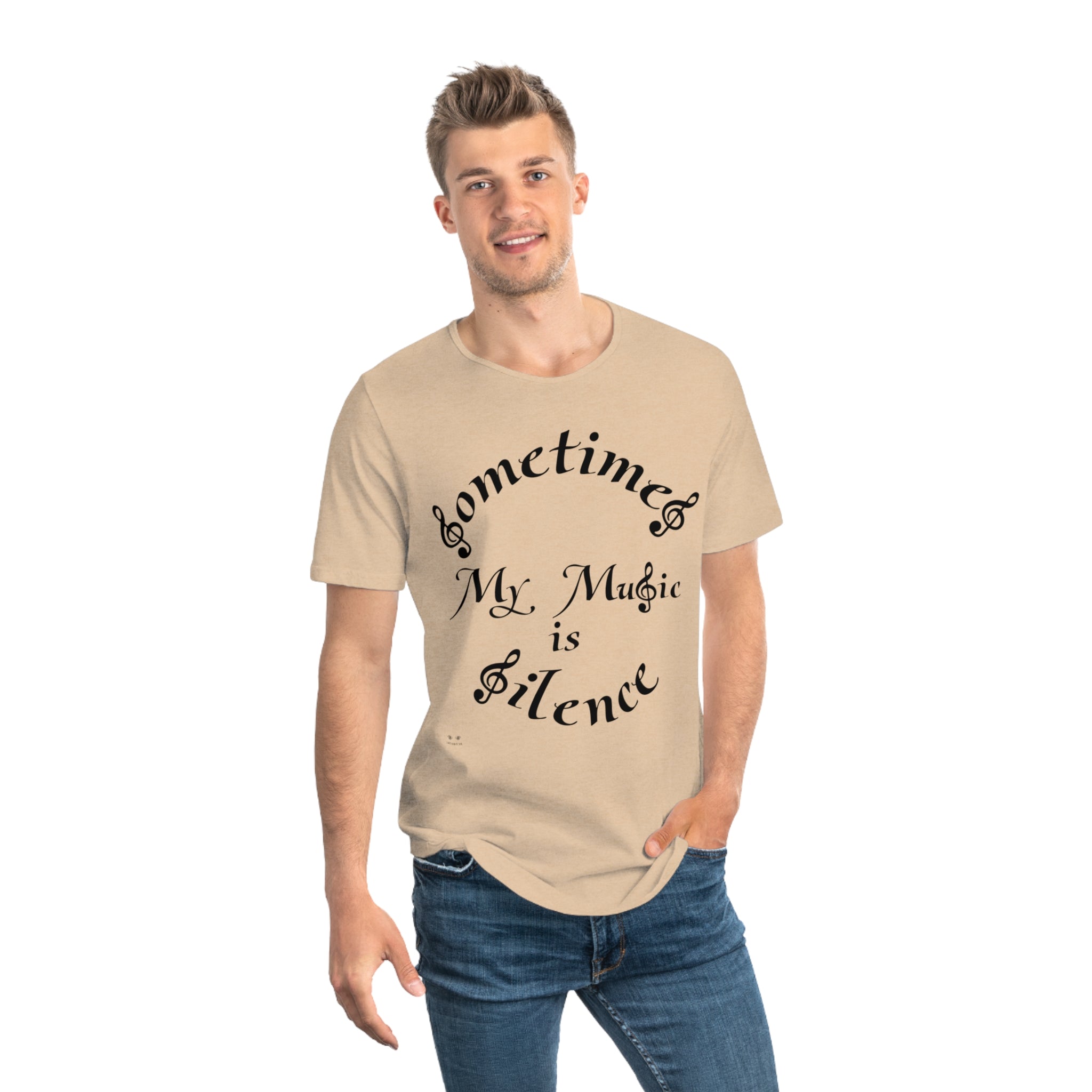 Men's Jersey Curved Hem Tee...Sometimes My Music Is Silence