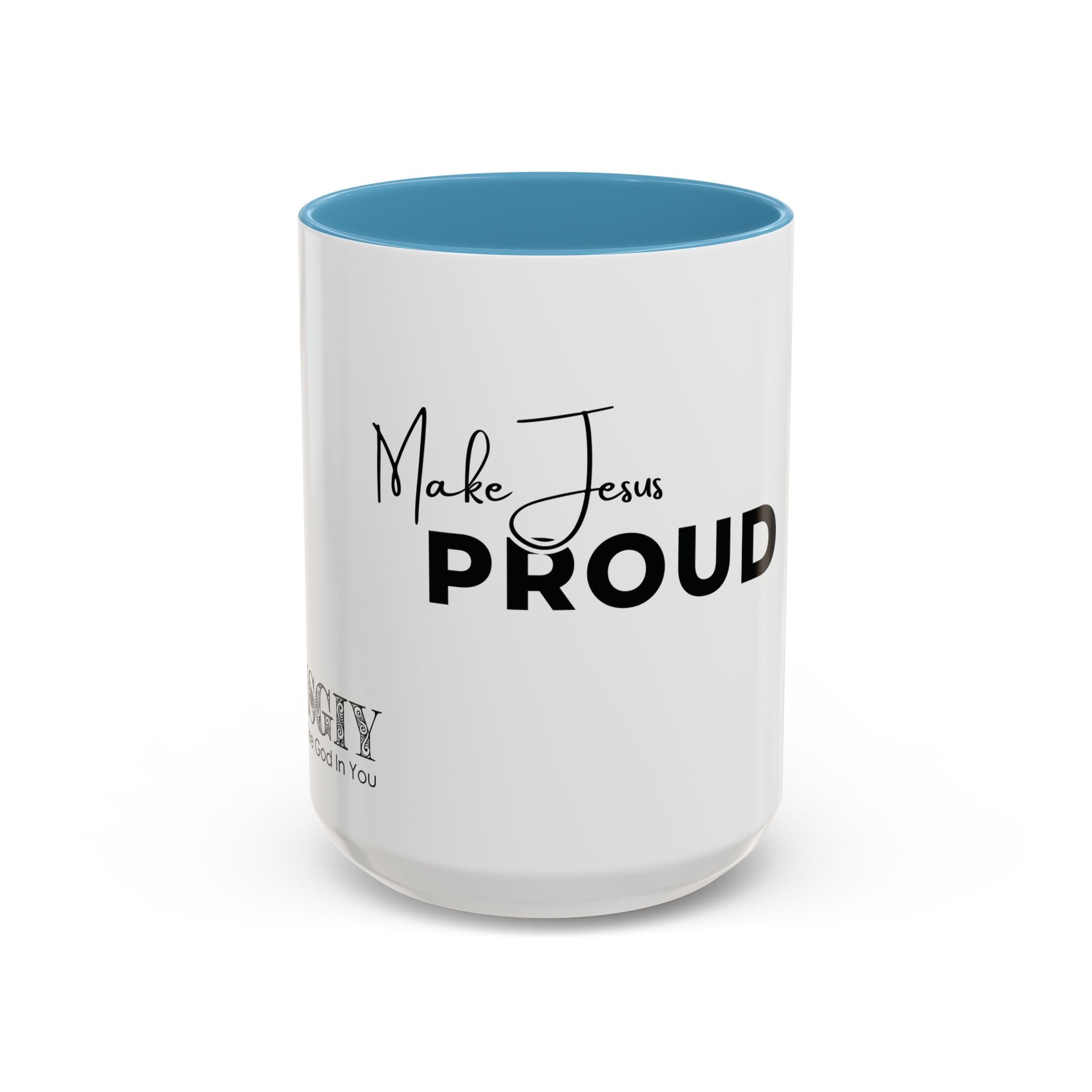 Make Jesus Proud Accent Coffee Mug — Inspirational Christian Coffee Cup