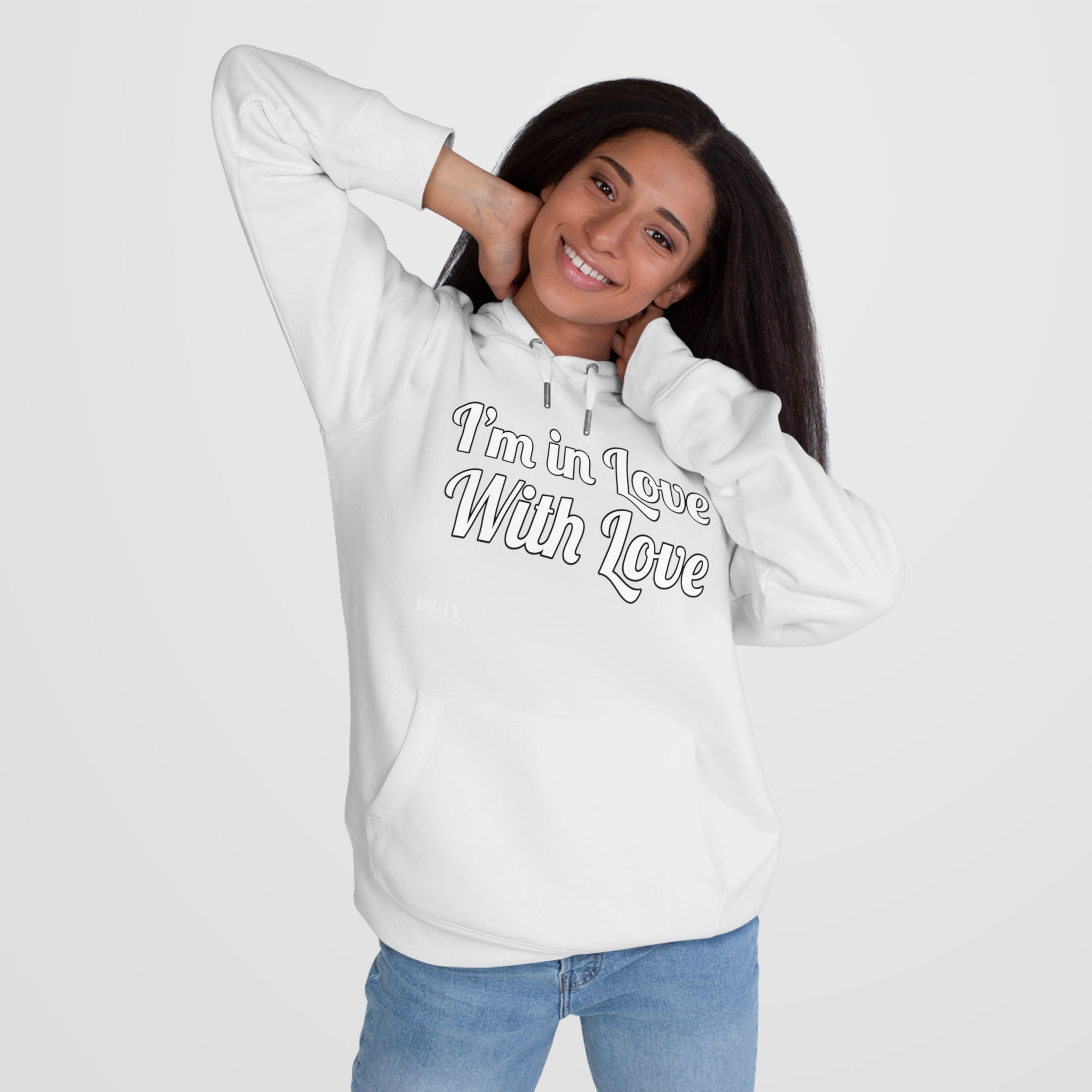 King Hooded Sweatshirt.....I'm in Love With Love....Whi