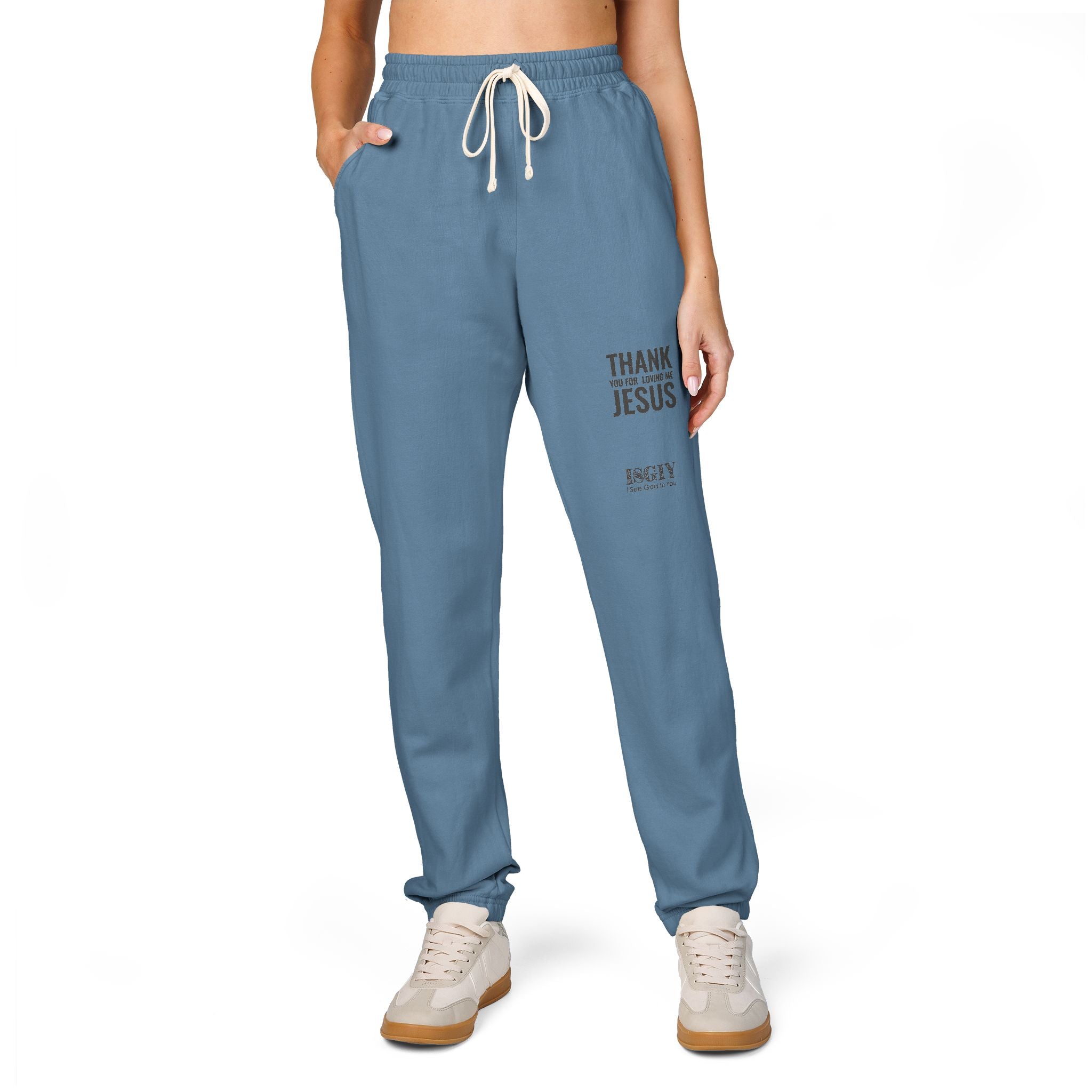Thank You Jesus Sweatpants — Garment-Dyed Cozy Fleece Joggers