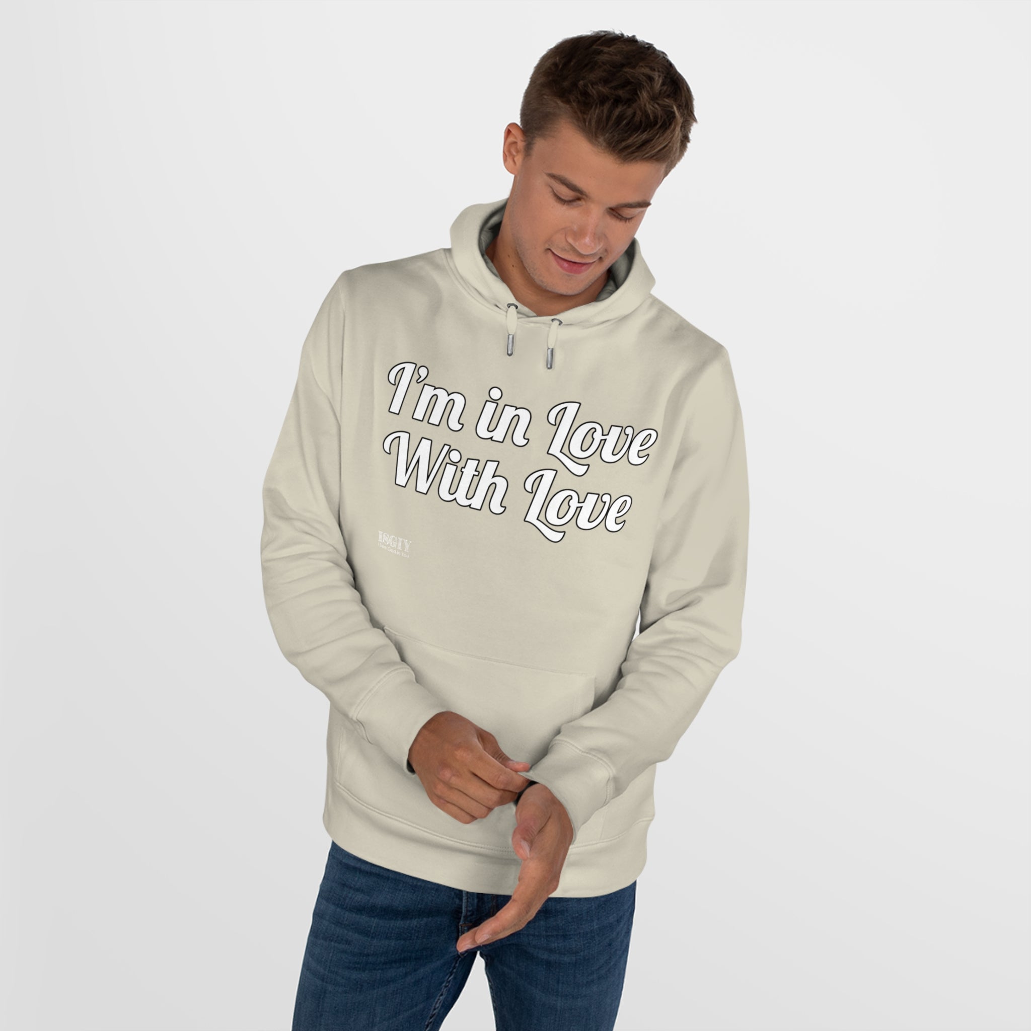 King Hooded Sweatshirt.....I'm in Love With Love....Whi