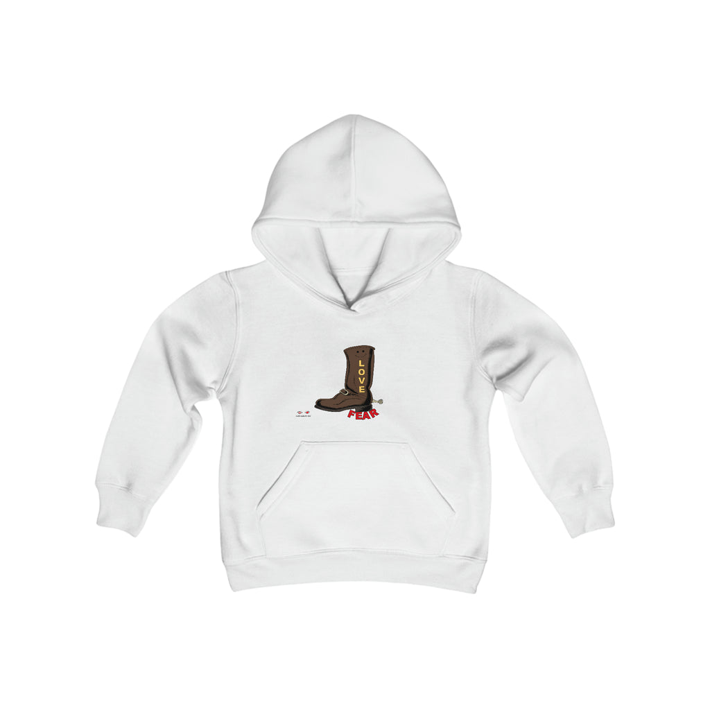 Youth Heavy Blend Hooded Sweatshirt Love Over Fear