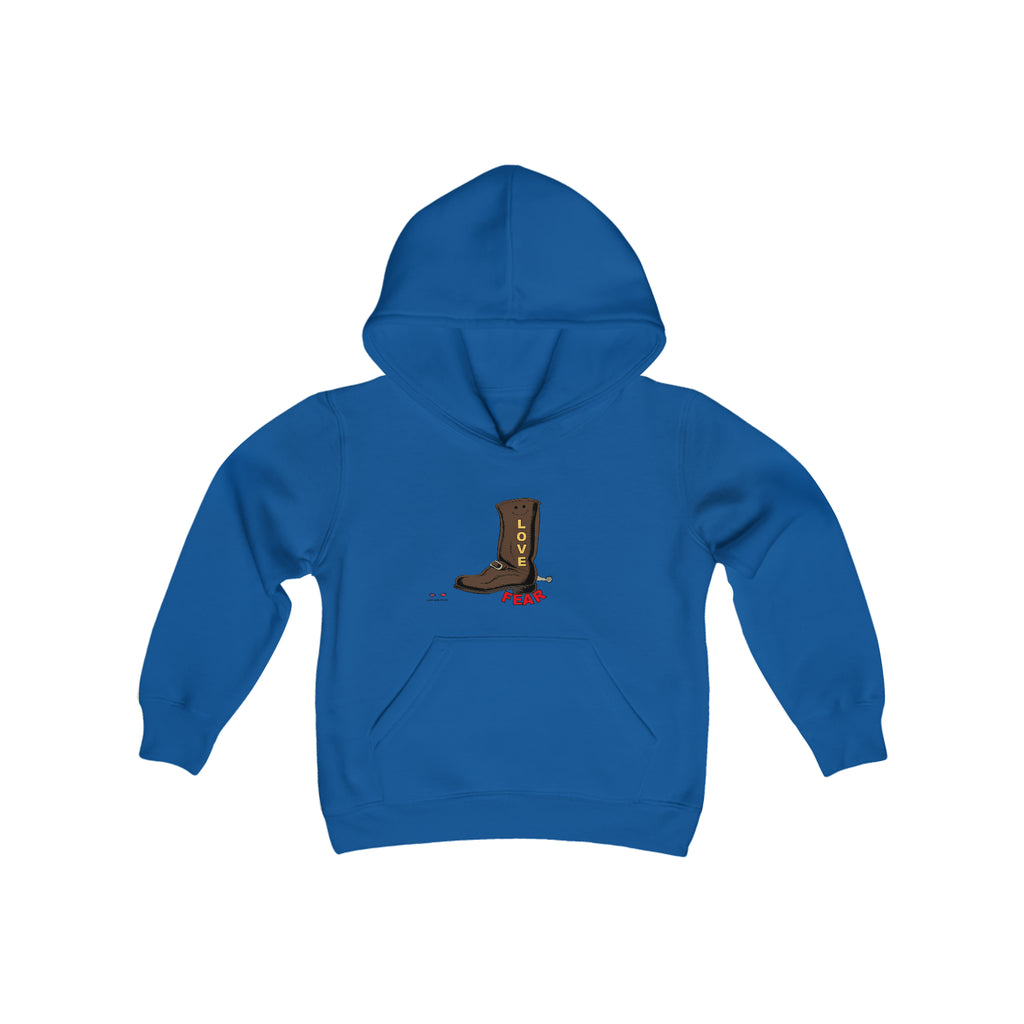 Youth Heavy Blend Hooded Sweatshirt Love Over Fear