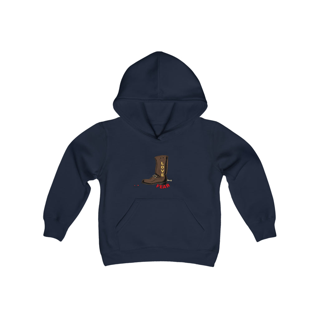 Youth Heavy Blend Hooded Sweatshirt Love Over Fear