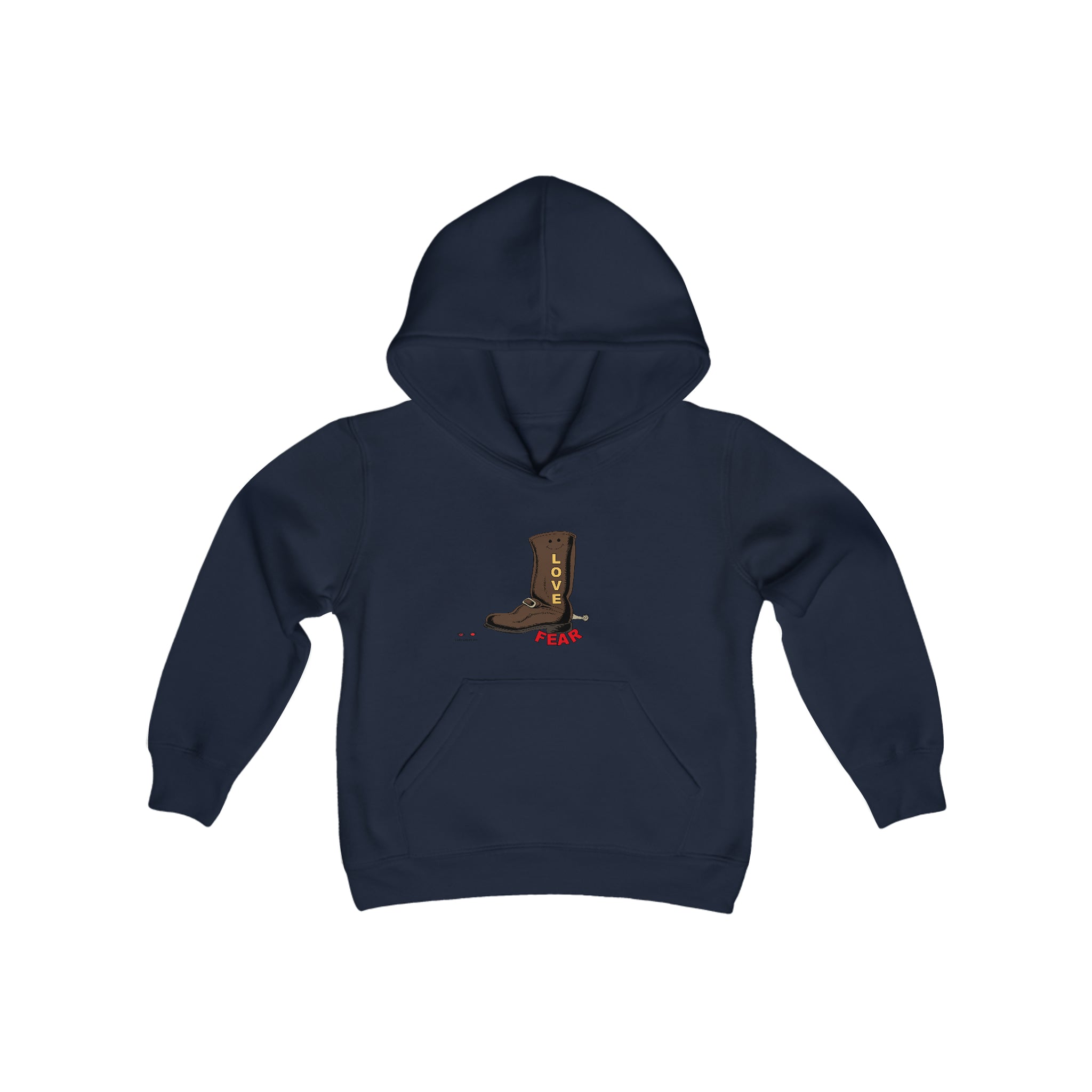 Youth Heavy Blend Hooded Sweatshirt Love Over Fear