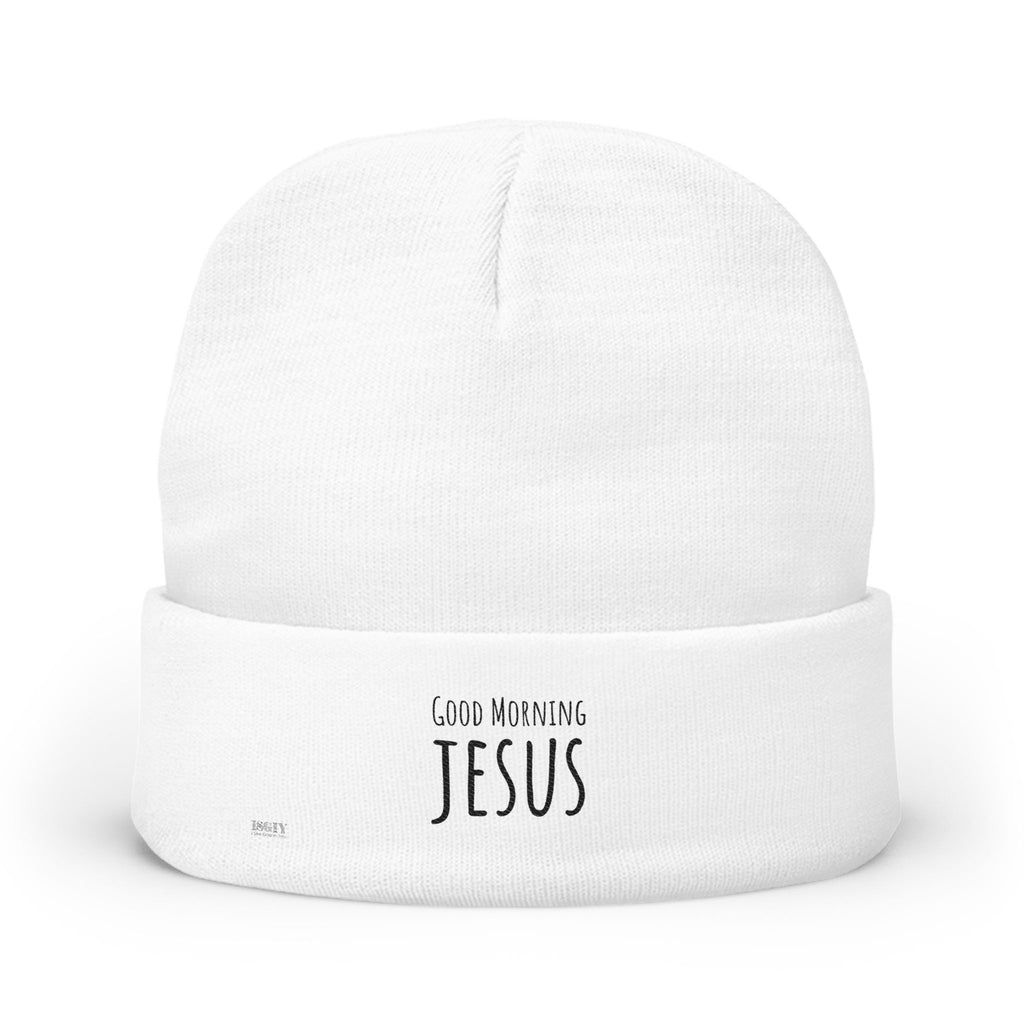 Embroidered "Good Morning Jesus" Knit Beanie