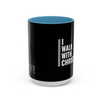 I Walk With Christ Accent Coffee Mug — Inspirational Christian Tea Cup (11/15oz)