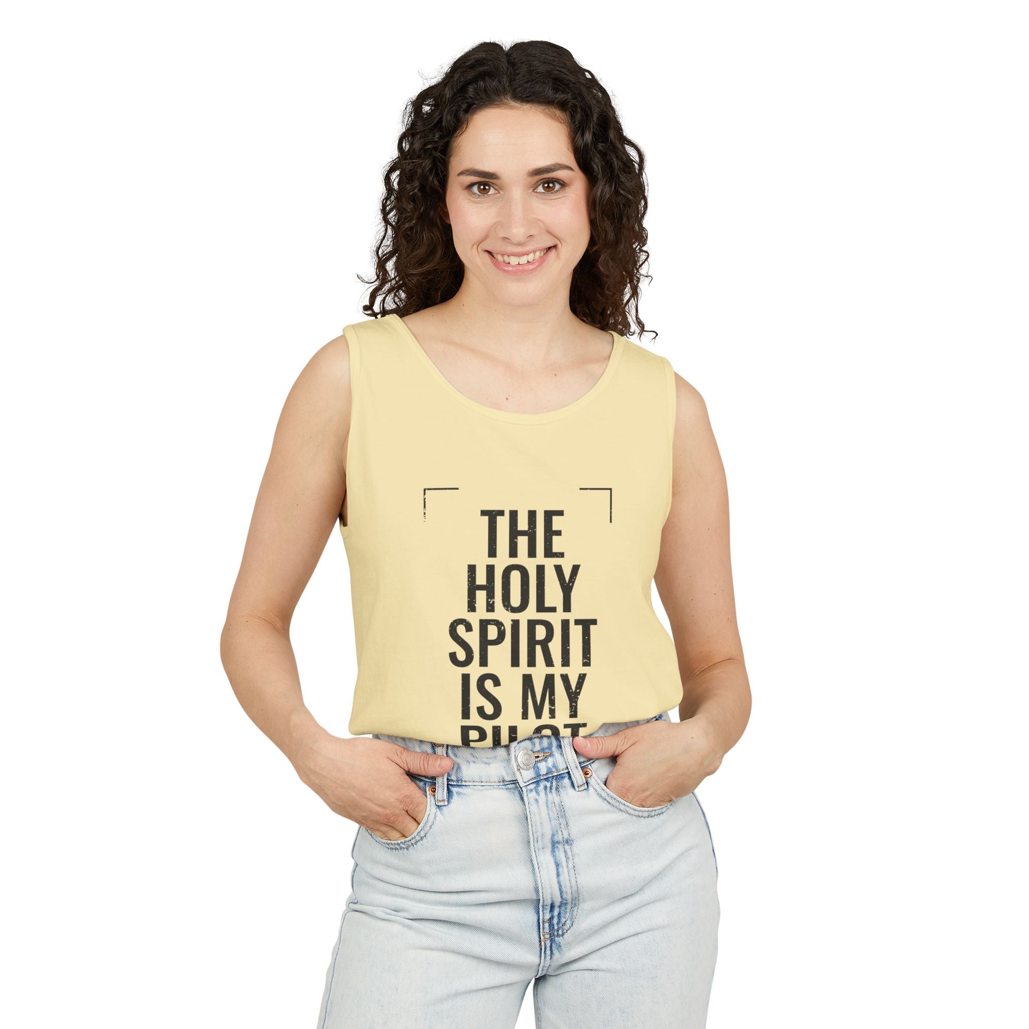 Holy Spirit Is My Pilot Tank Top — Christian Faith Graphic Tank