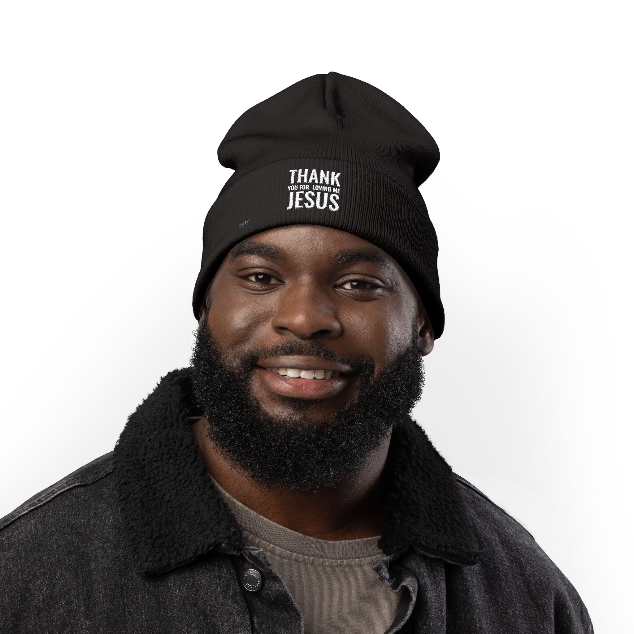 Embroidered 'Thank You For Loving Jesus' Knit Beanie