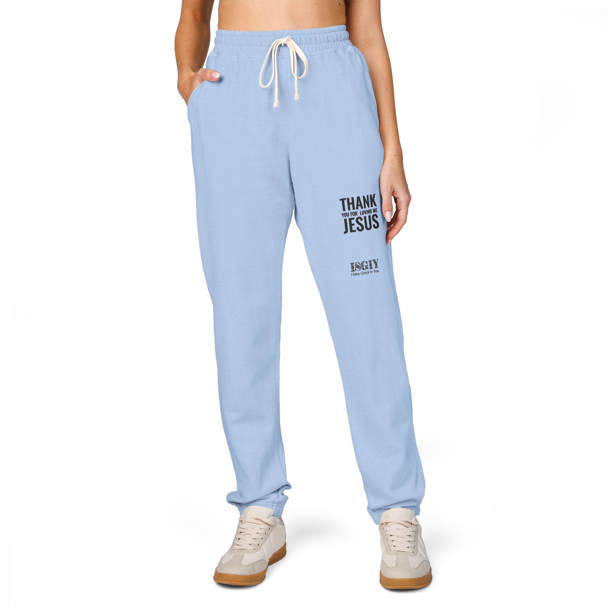 Thank You Jesus Sweatpants — Garment-Dyed Cozy Fleece Joggers