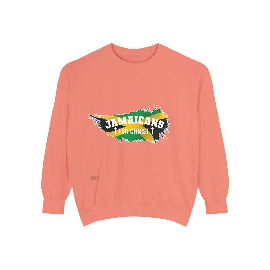 Sweatshirt — "Jamaicans 4 Christ" Graphic Crewneck (Patriotic Jamaican Colors)